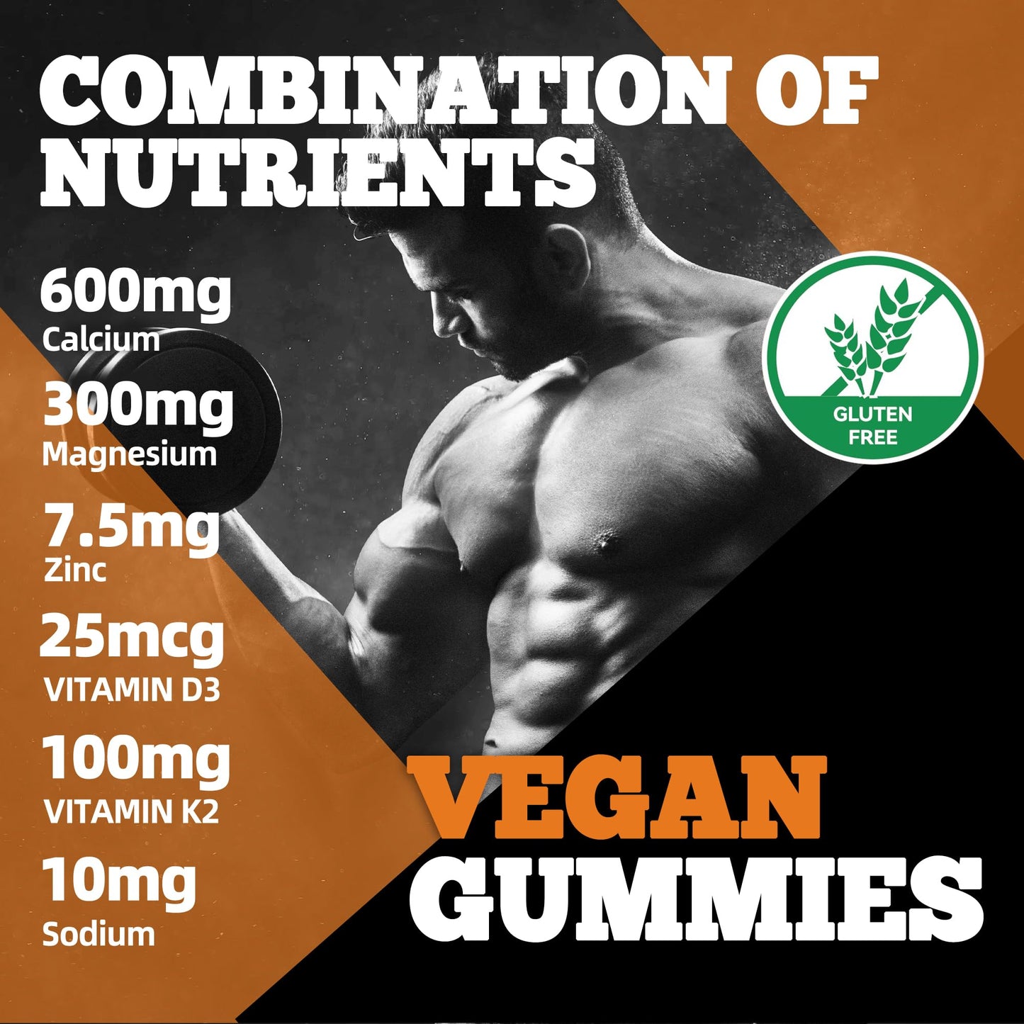 zipvit Calcium Magnesium Zinc Gummies with Vitamin D3 & K2 - High Potency Enhanced Absorption, 60 Count Gummies