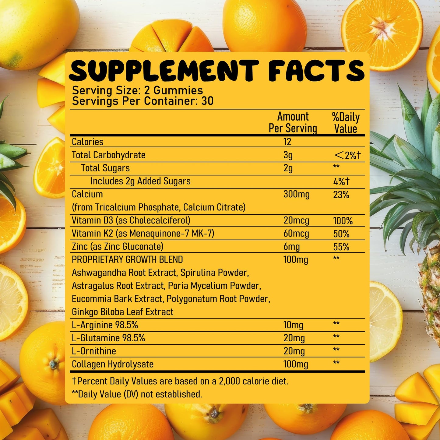 Juneno Height Growth Vitamins Gummies, 60 Count