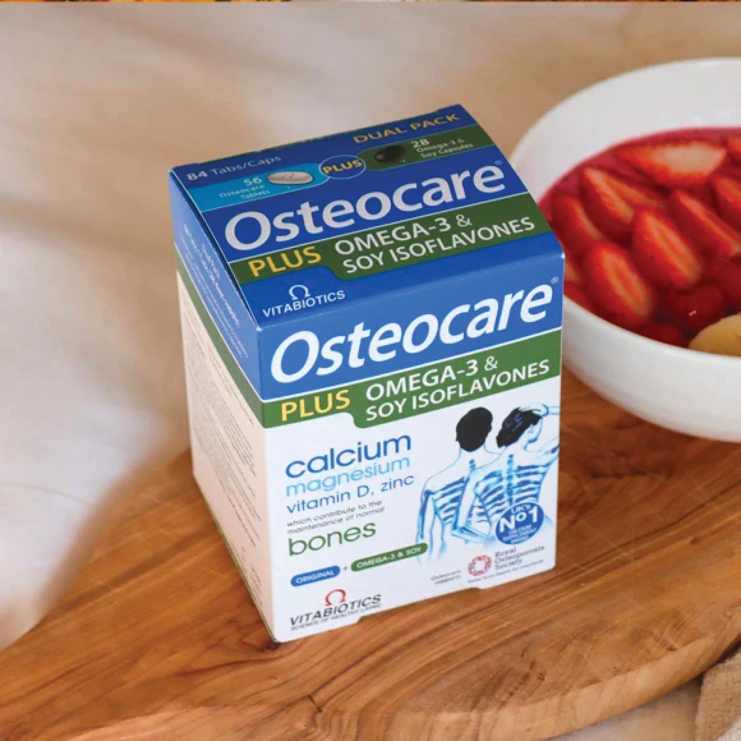 Osteocare Plus 2-in-1 Formula - Calcium 800mg with Vitamin D3, Magnesium, Zinc, and Omega-3, 90 Capsules