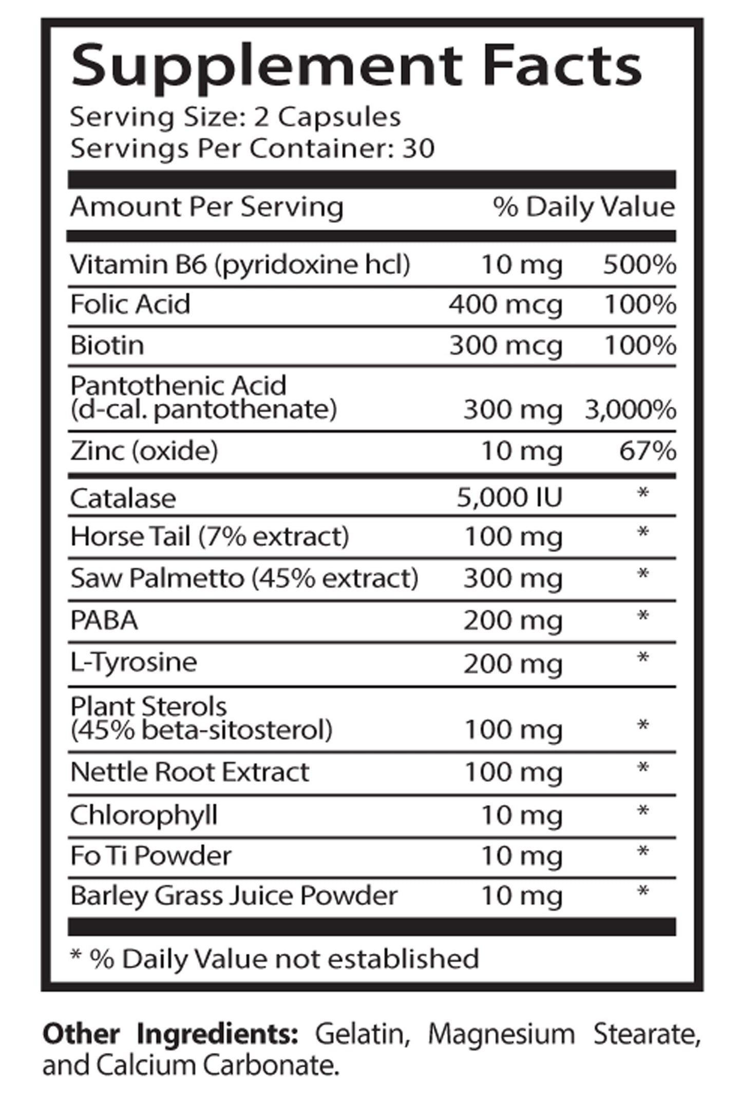 Sport Supplement Folic Acid Biotin Anti Gray Hair, 180 Capsules