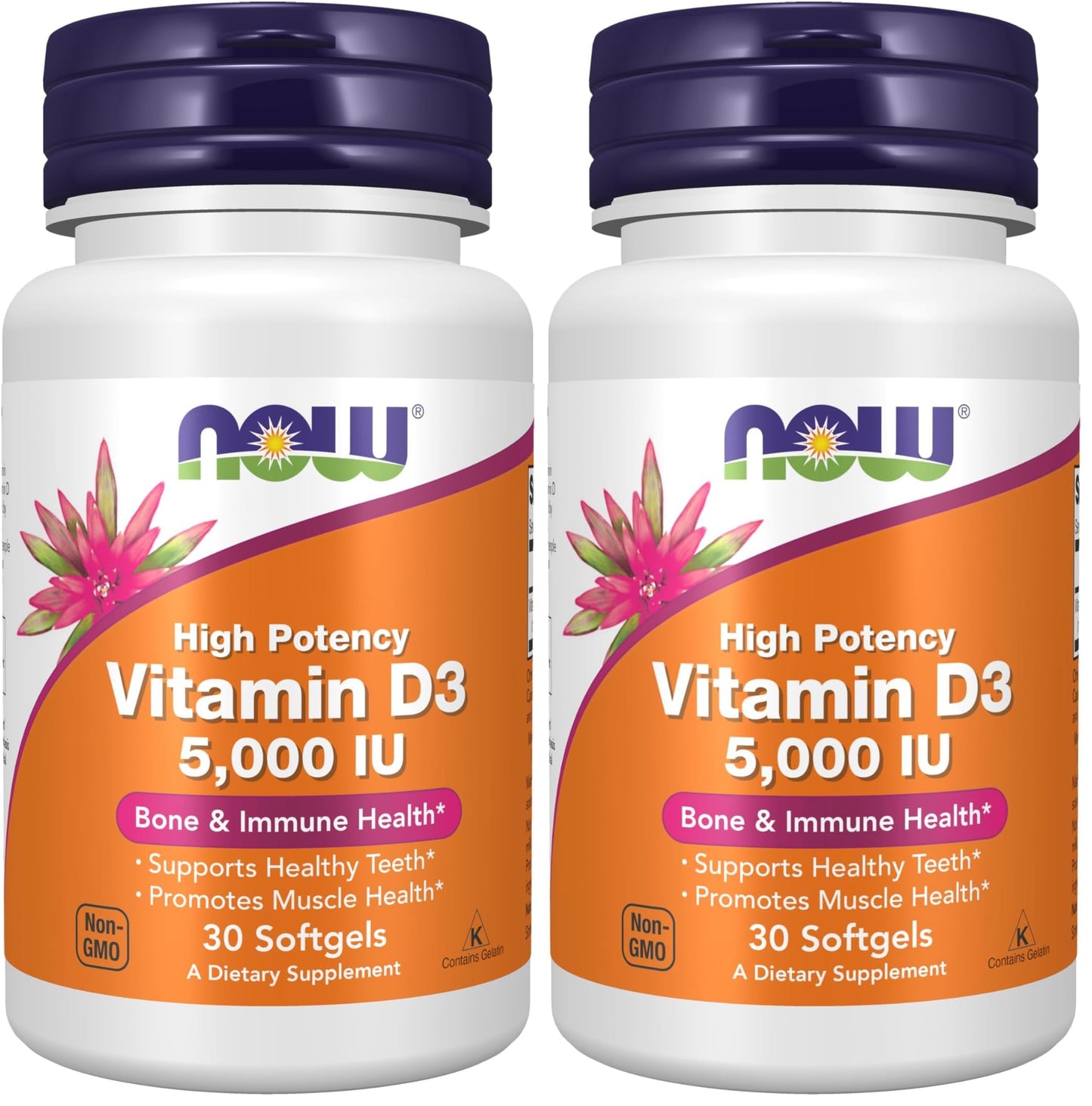 NOW Foods Vitamin D-3 5000 IU Softgels, 60 Count