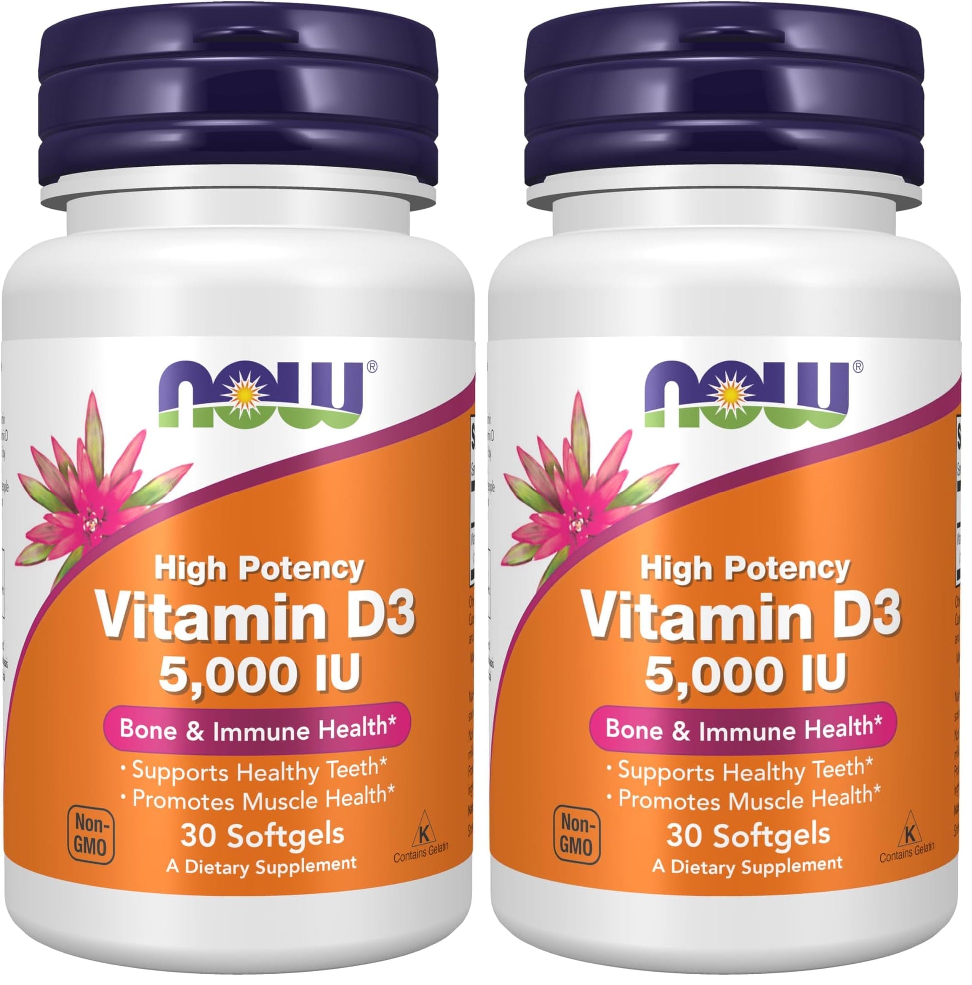 NOW Foods Vitamin D-3 5000 IU Softgels, 60 Count