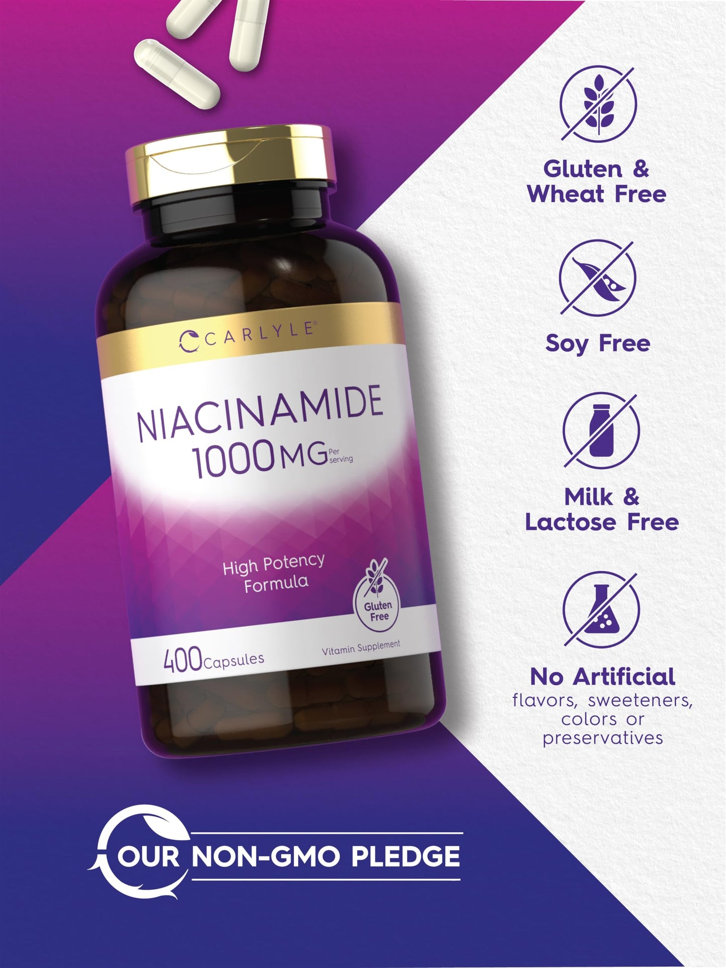 Carlyle Niacinamide 1000 mg Capsules, 400 Count