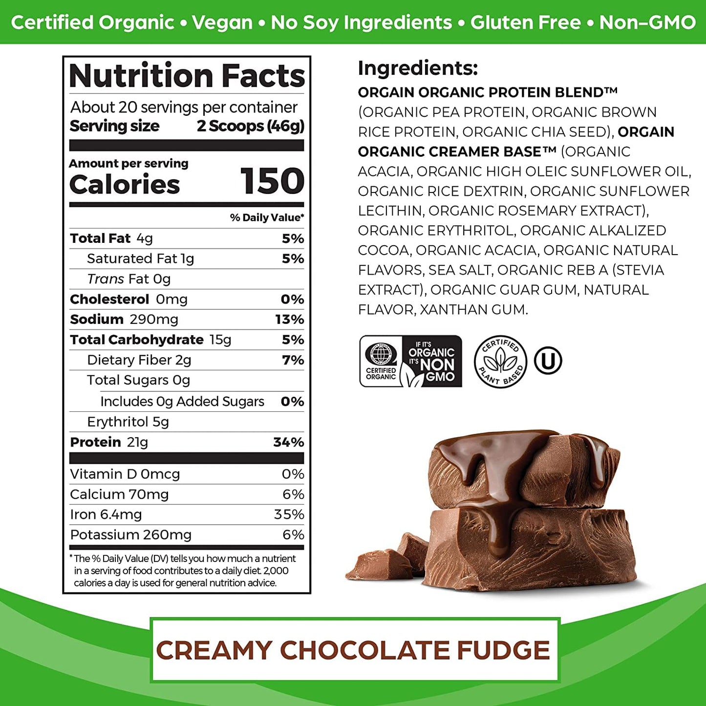 Orgain Organic Vegan Protein Powder + Orgain Organic Greens Powder Superfood Blend, 2 Piece Set, 1 Count