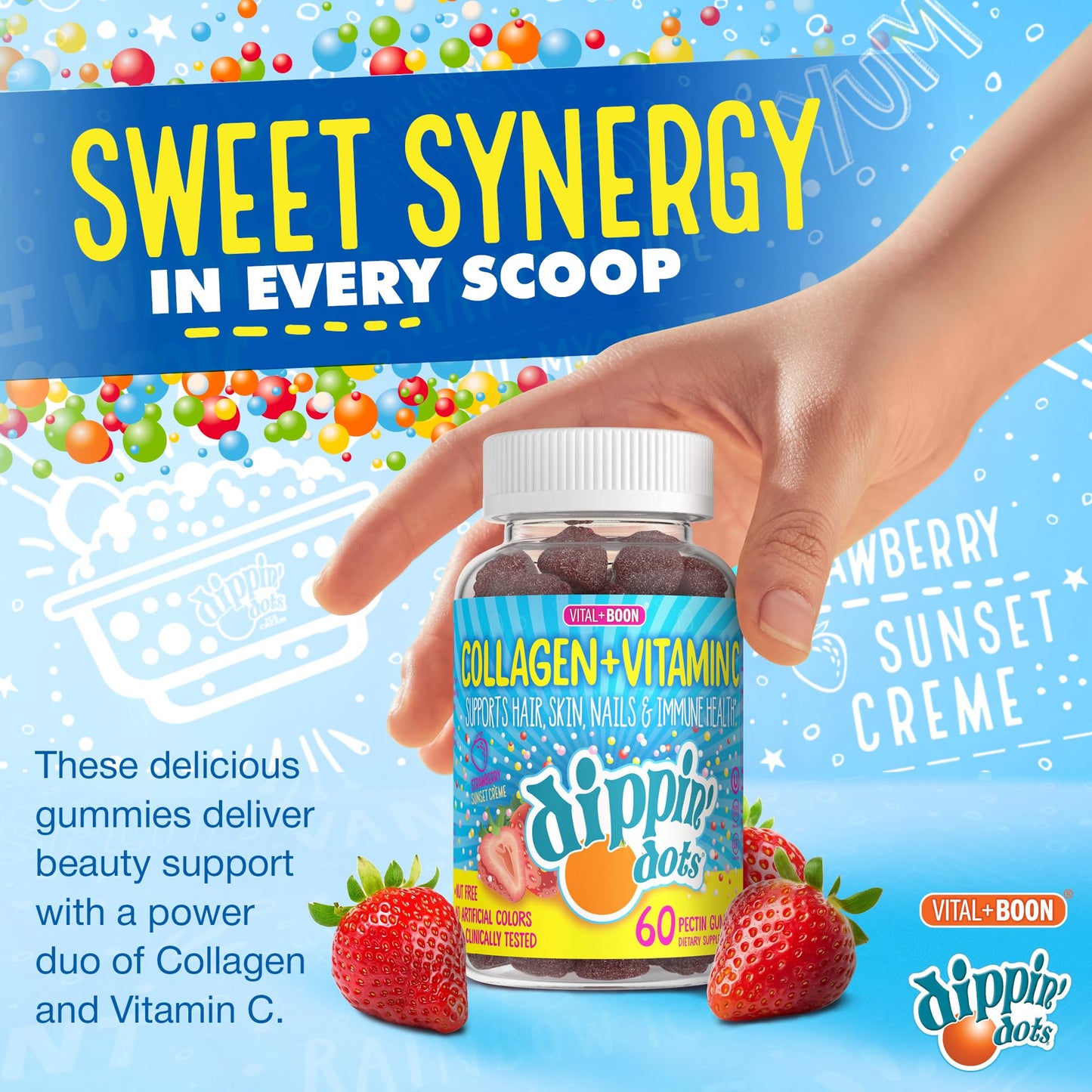Vital+Boon Dippin' Dots Collagen + Vitamin C Gummies 60 Count