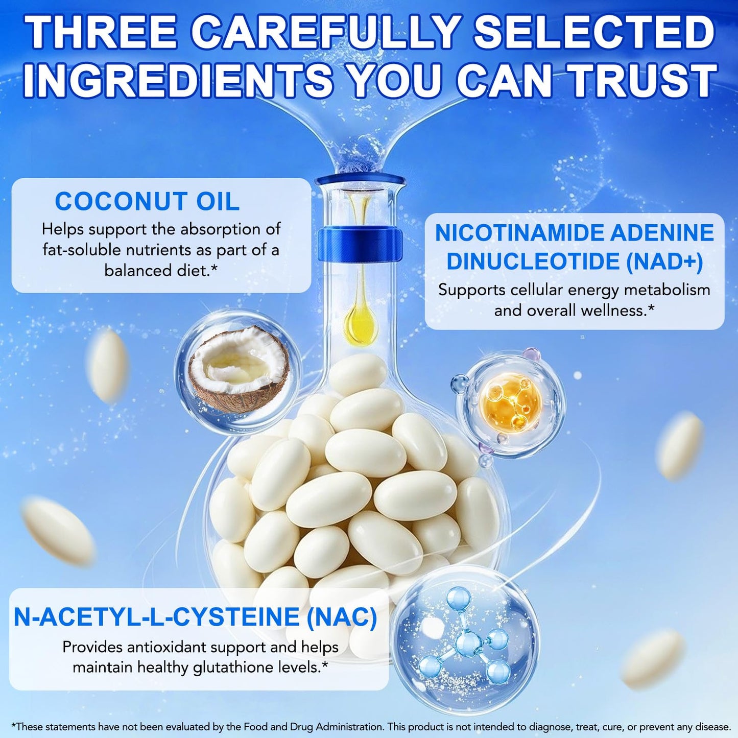 Vawcrn NAC Softgel 600mg NAD+-Enhanced N-Acetyl Cysteine with Coconut & MCT Oil for Superior Absorption, Antioxidant, Liver Detox & Cellular Health, Non-GMO, Gluten-Free, 300 Softgels
