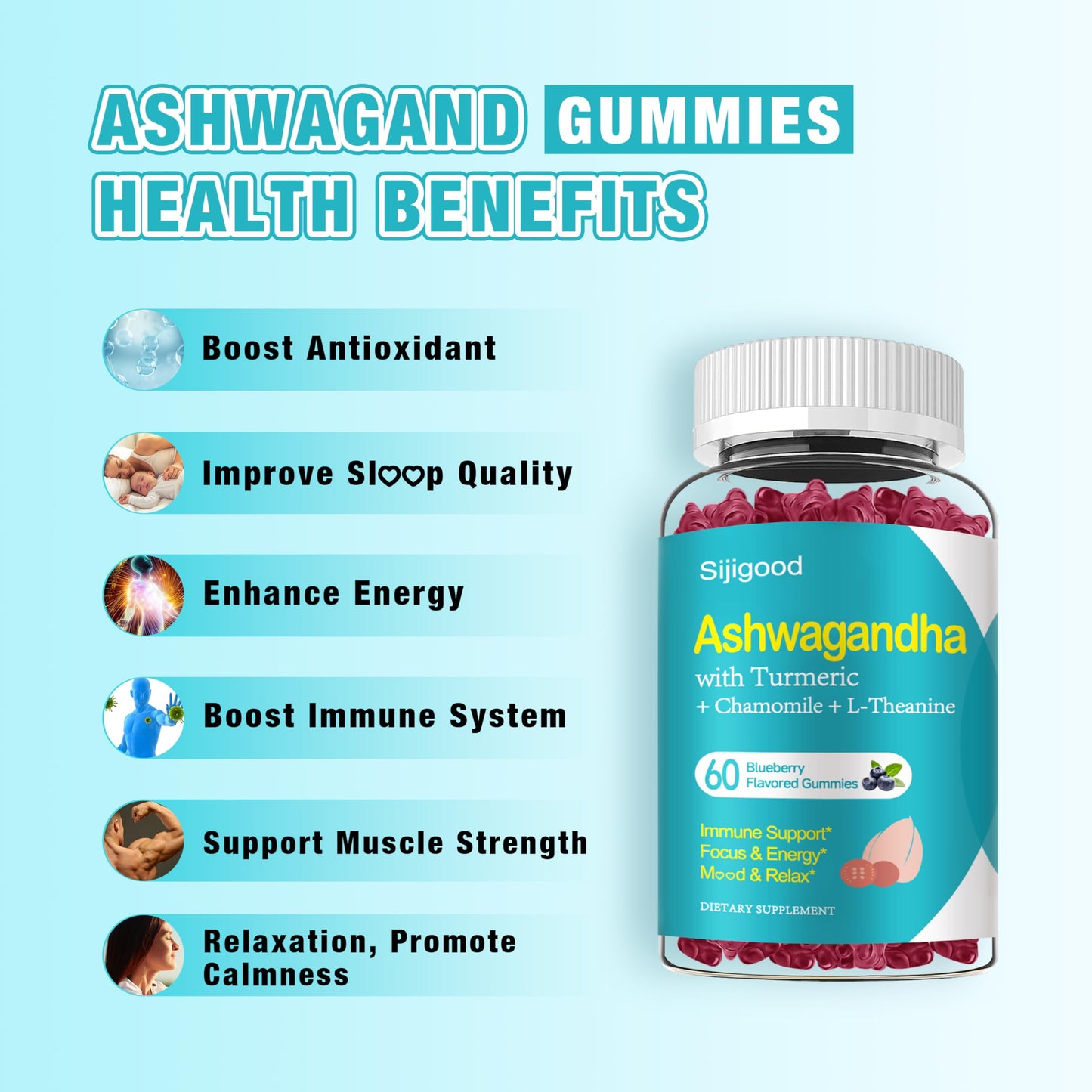 Sijigood Ashwagandha Gummies Gummy, 60 Count