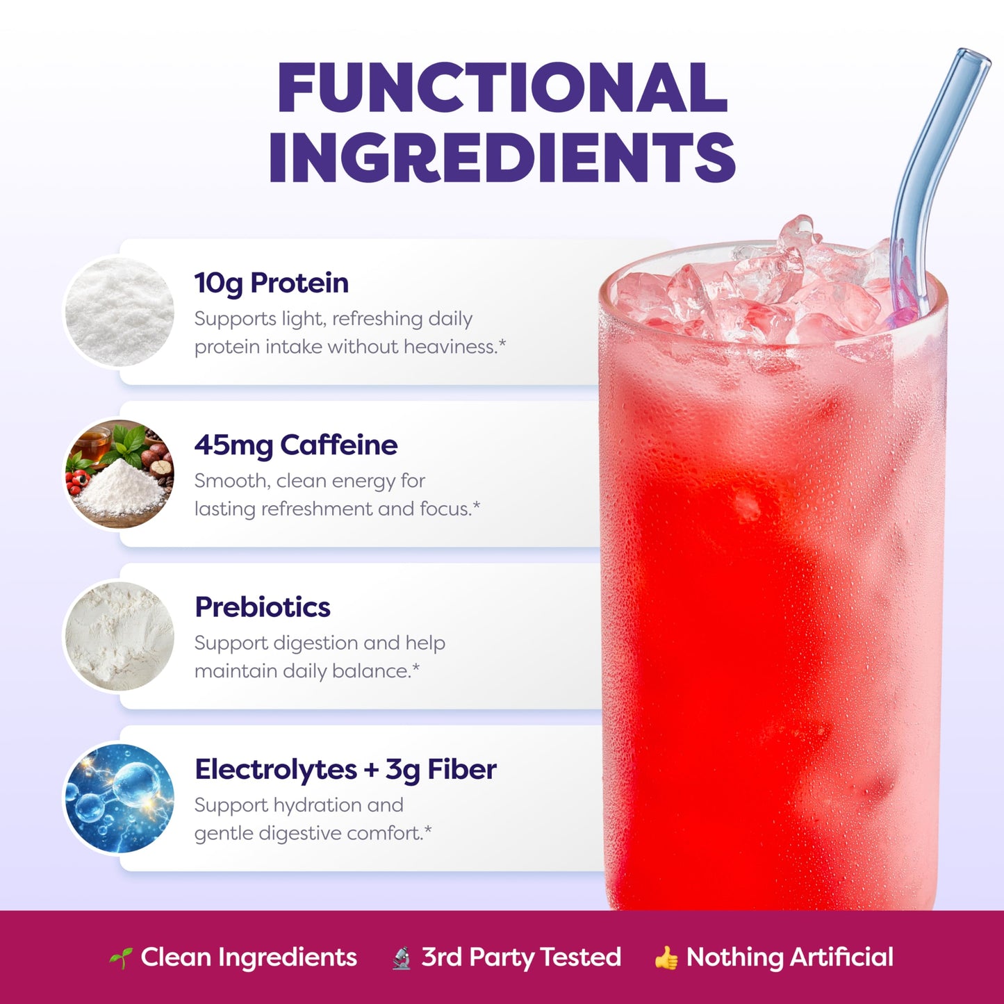 Javvy Clear Protein Powder with Clear Whey Protein, Strawberry Berry Acai, 13.2