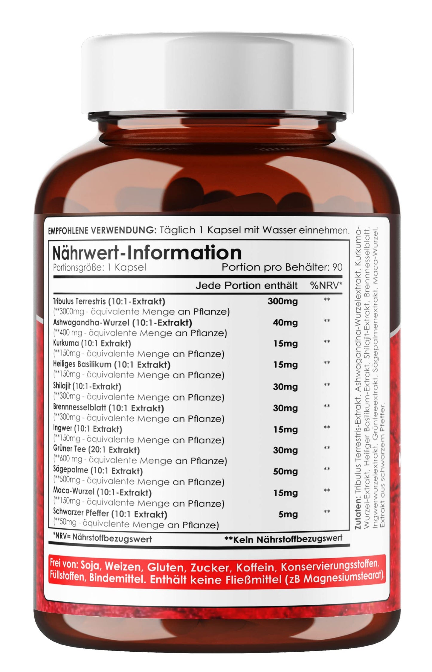 AMALTH Tribulus Terrsestris 20:1 Extract with Ashwagandha, Saw Palmetto, Shilajit Capsules, 90 Count