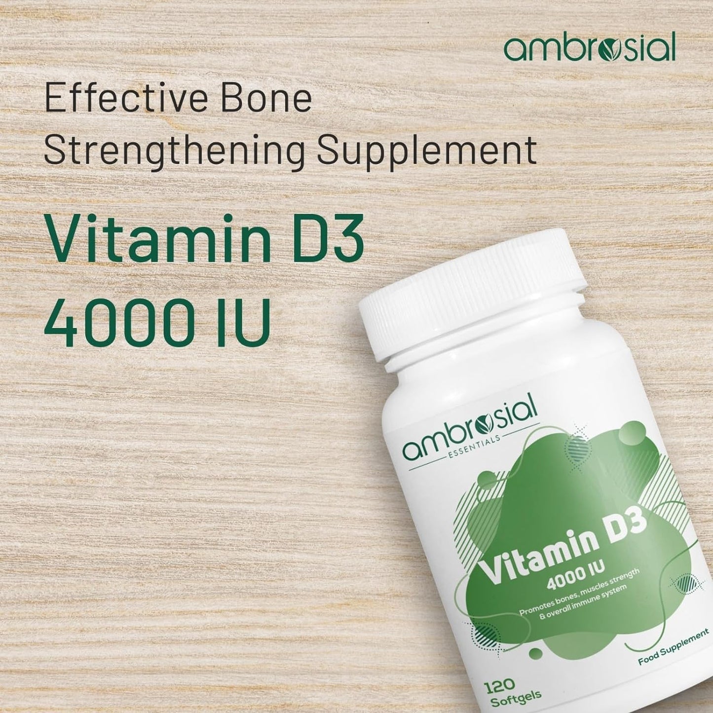AMBROSIAL Vitamin D3 4000 IU Softgels 120 Count