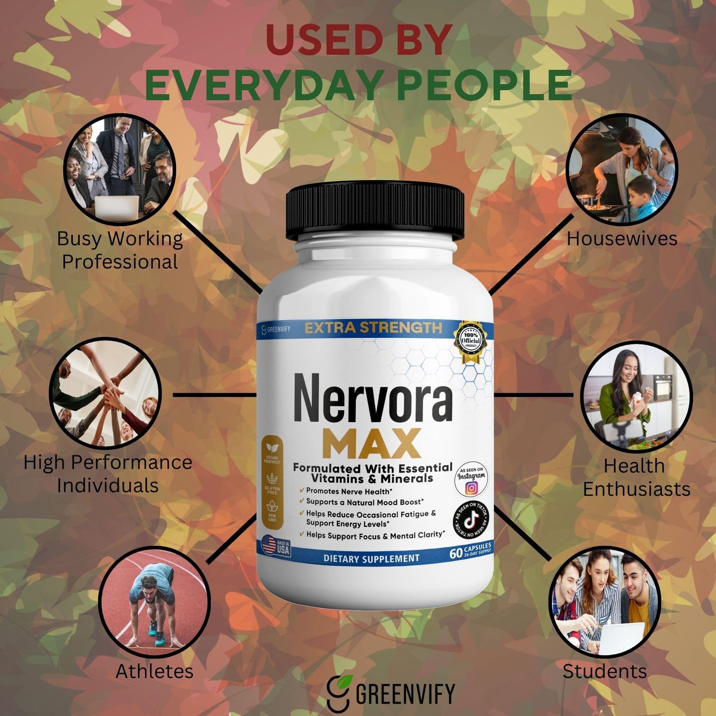 GREENVIFY Nervora MAX Dietary Supplement 60 Capsules