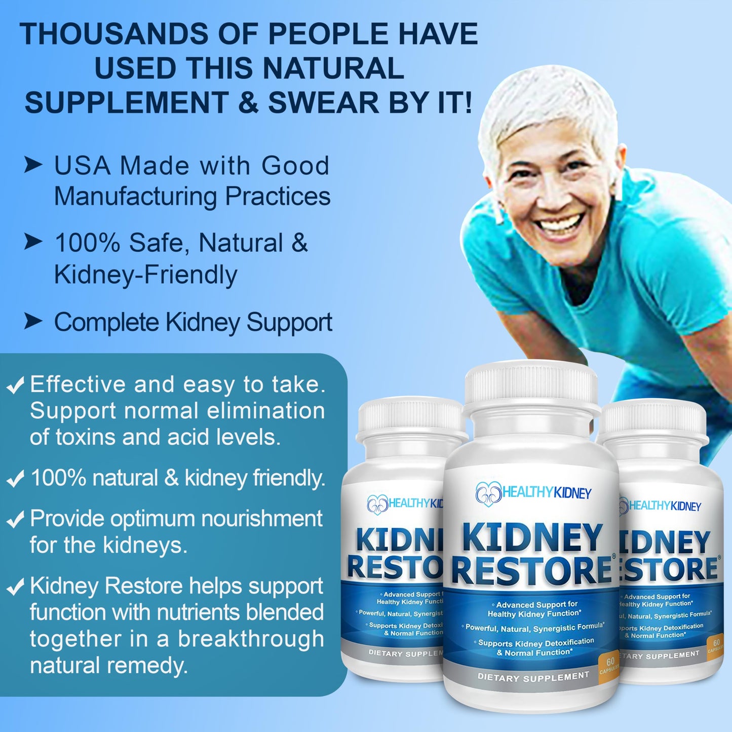 Kidney Restore Natural Kidney Cleanse to Support Kidney Function and Detox, 180 Capsules