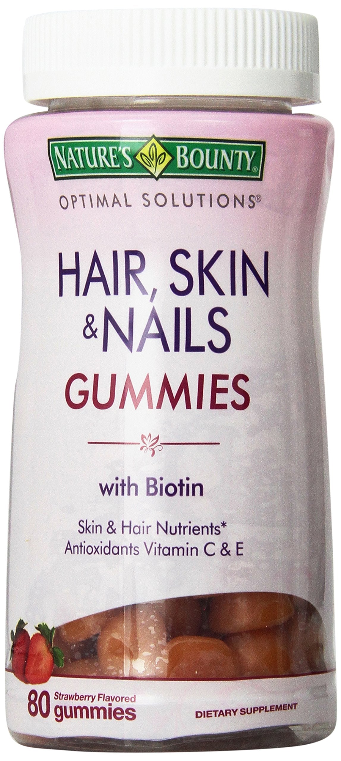 Nature's Bounty Optimal Solutions, Hair, Skin & Nails Gummies with Biotin 160 Gummies