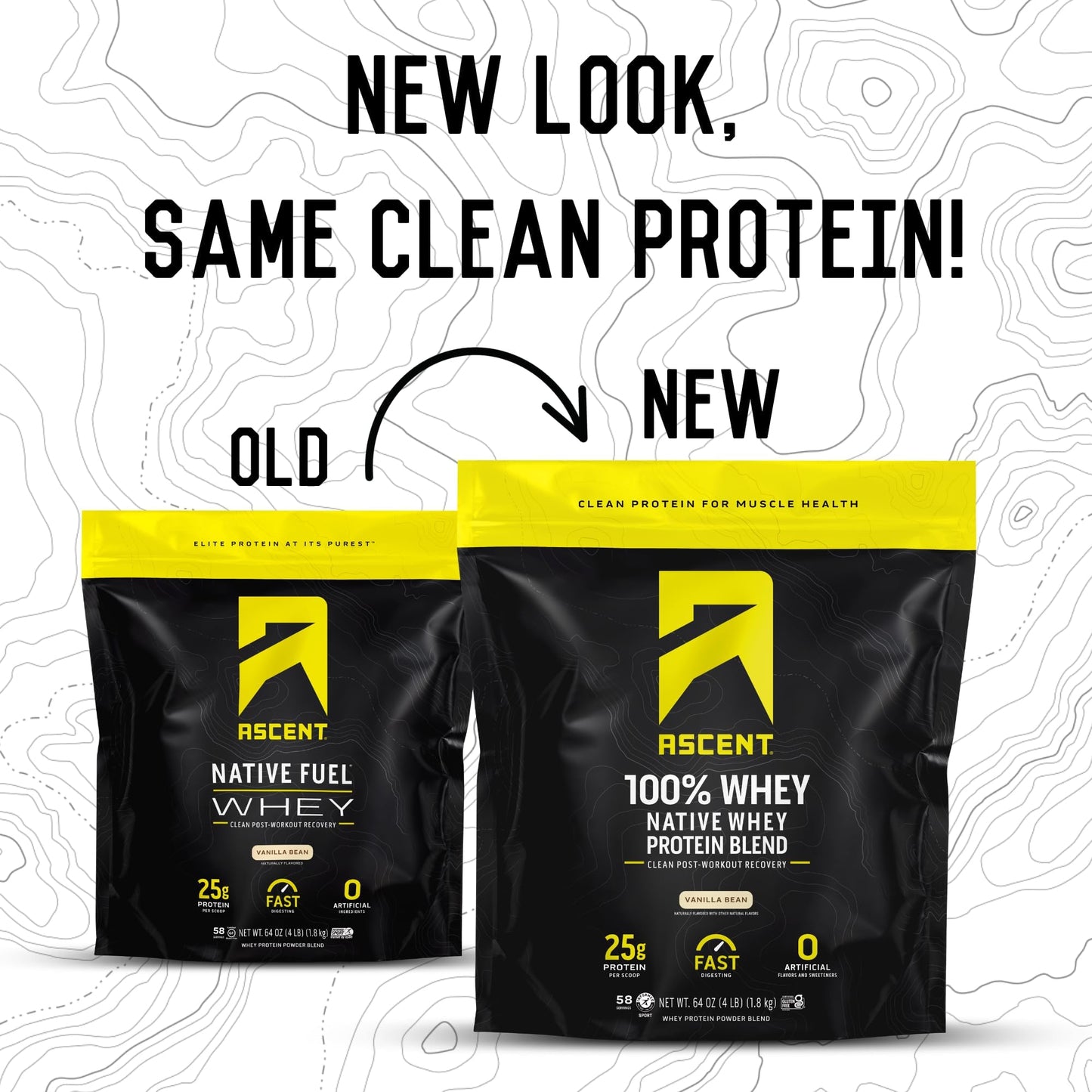 Ascent 100% Whey Native Whey Protein Blend Powder, Vanilla Bean, 64 Servings