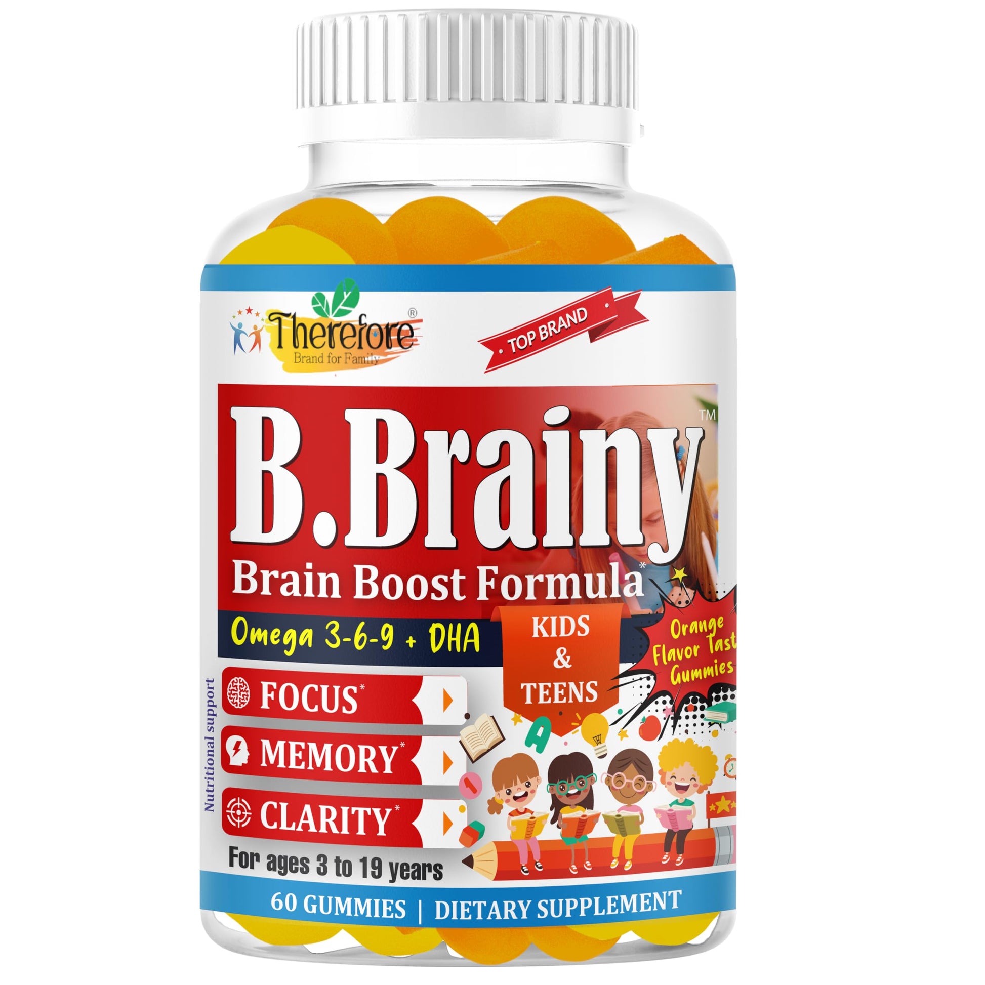 Therefore B.Brainy Focus Gummies for Kids & Teens, 60 Count