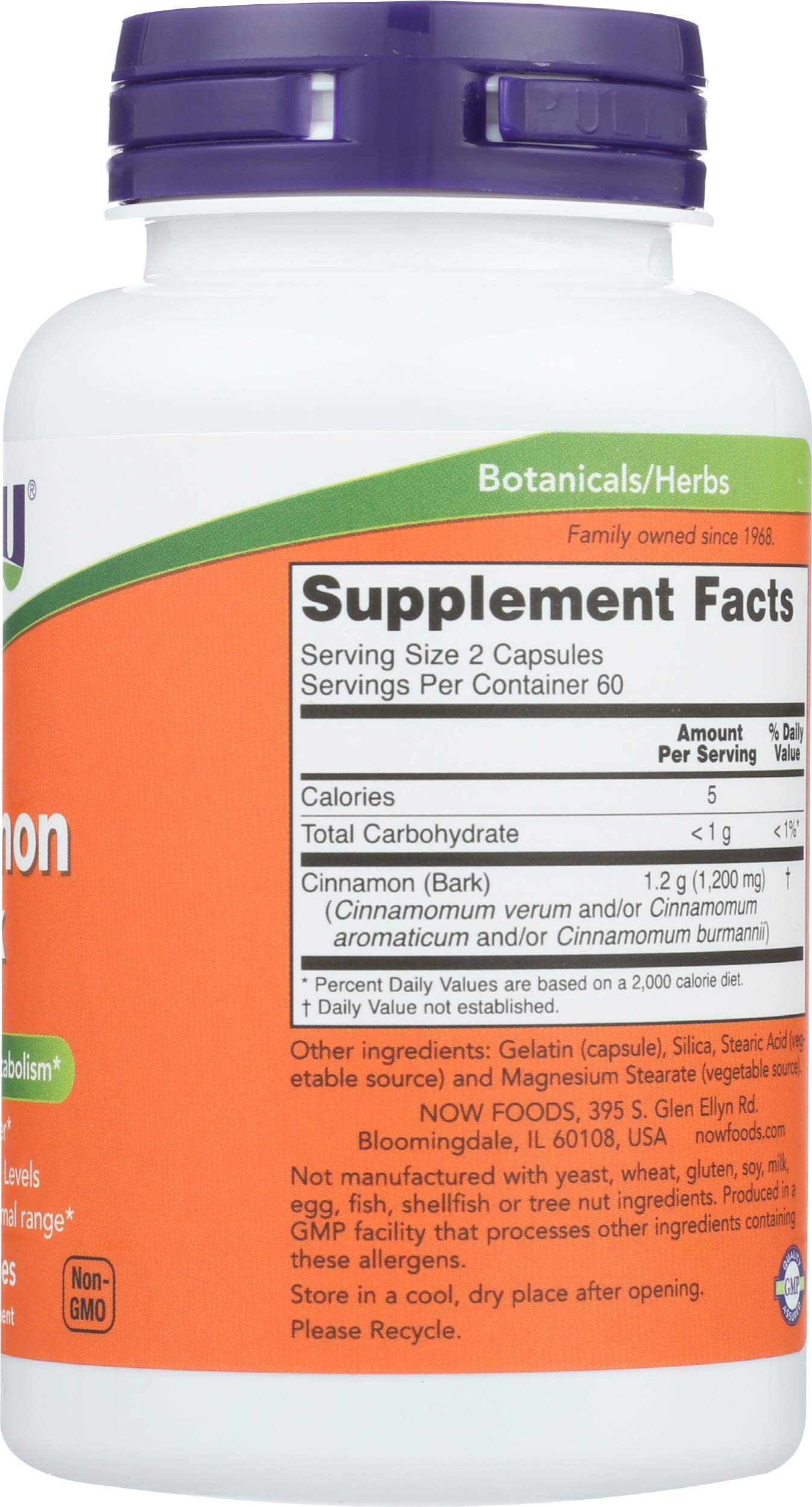 NOW Foods SPO Cinnamon Bark Capsules, 120 Count