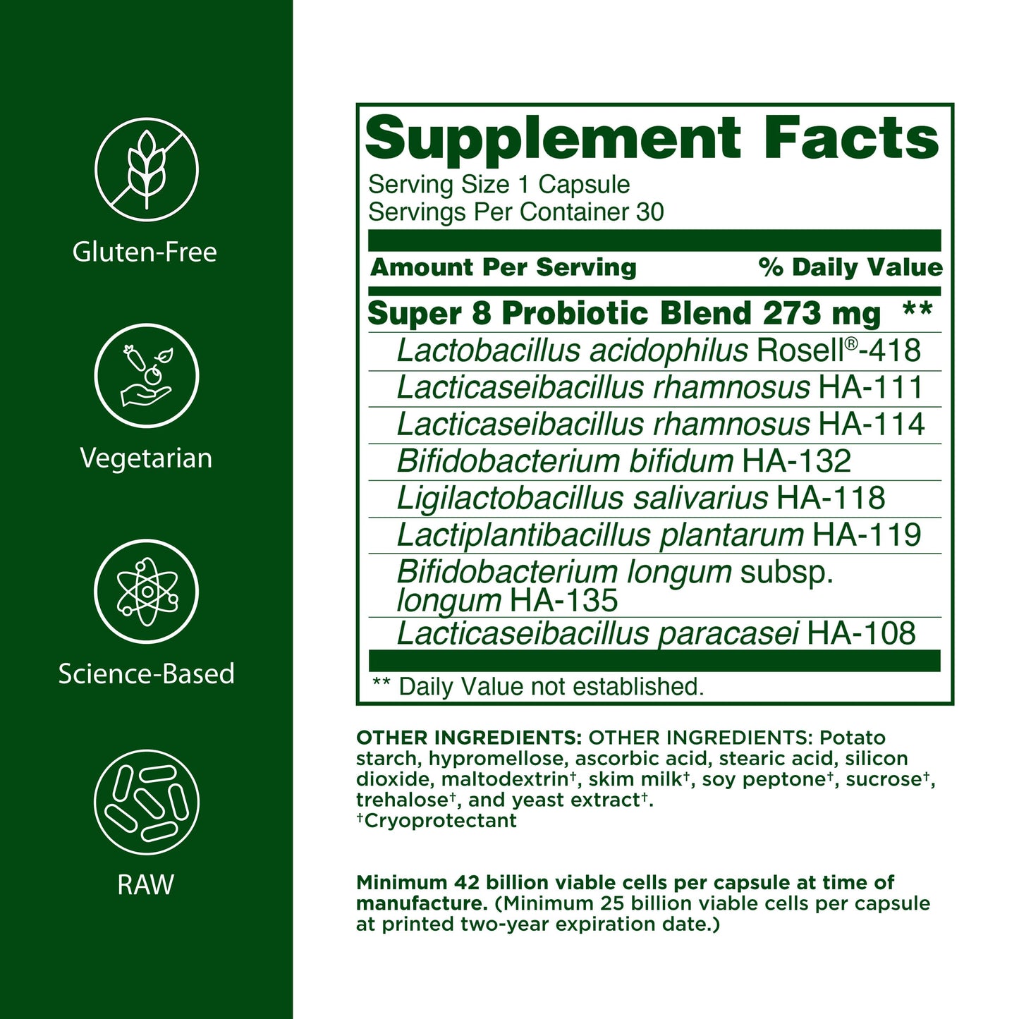 Flora Super 8 Hi Potency Probiotics Capsules 30 Count