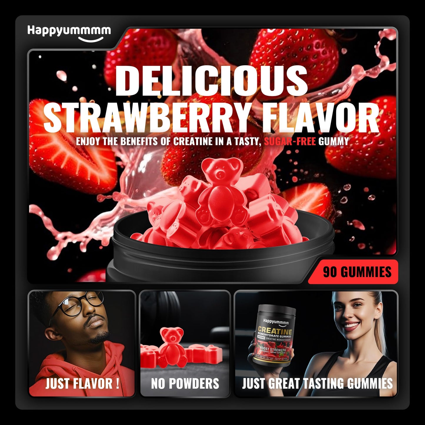 Happyummmm nutrition Creatine Monohydrate 90 Gummies