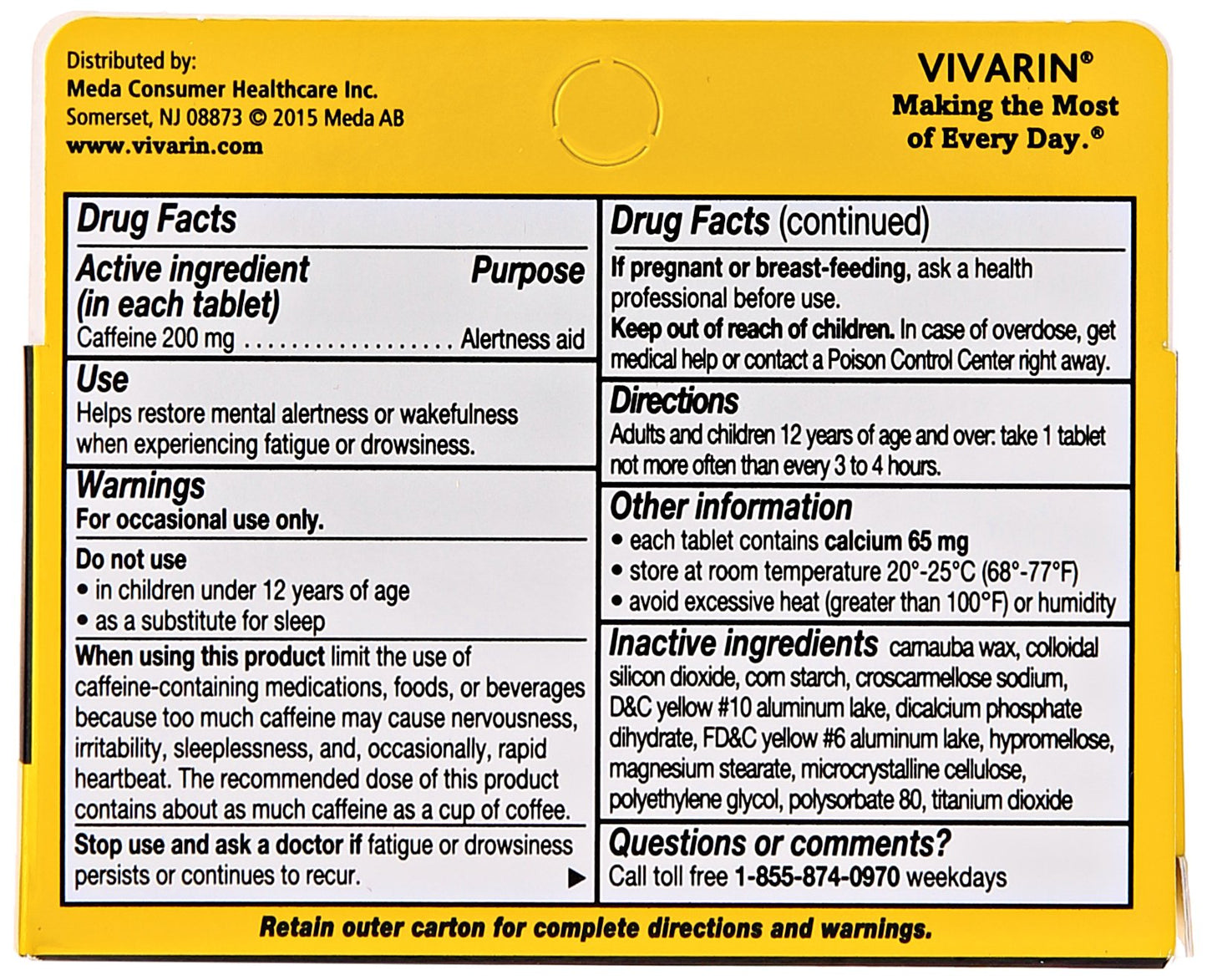 Vivarin Caffeine Alertness Aid Tablets, 40 Count