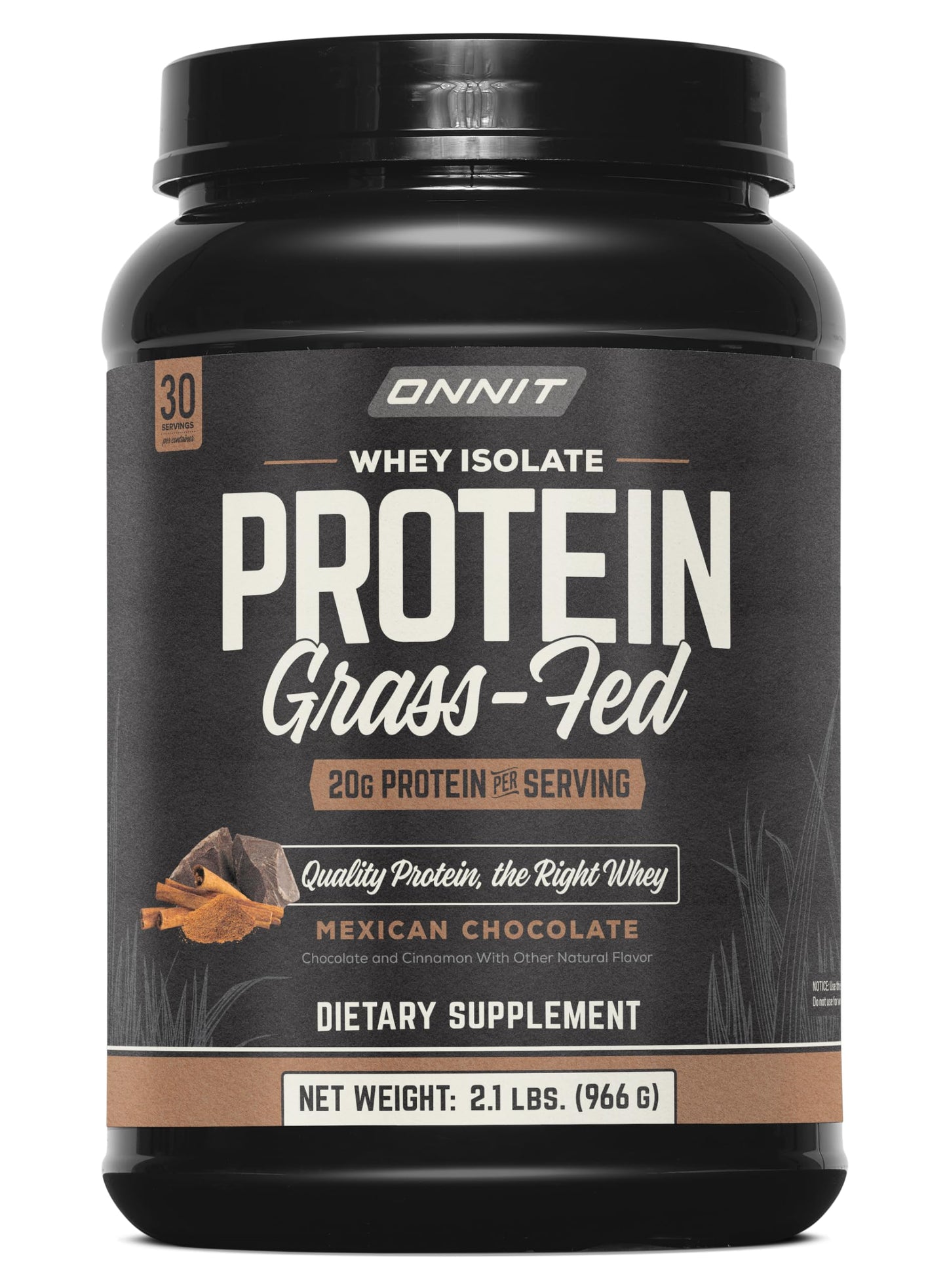 ONNIT Grass Fed Whey Isolate Protein Powder, 30 Servings per Tub