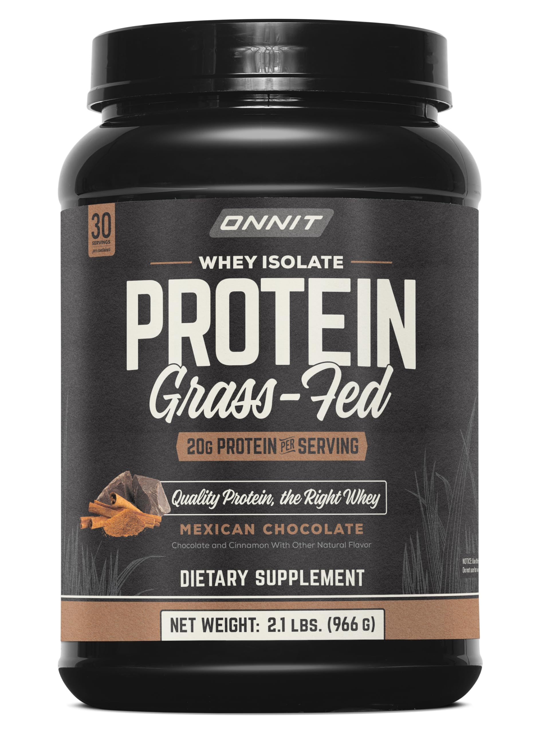 ONNIT Grass Fed Whey Isolate Protein Powder, 30 Servings per Tub
