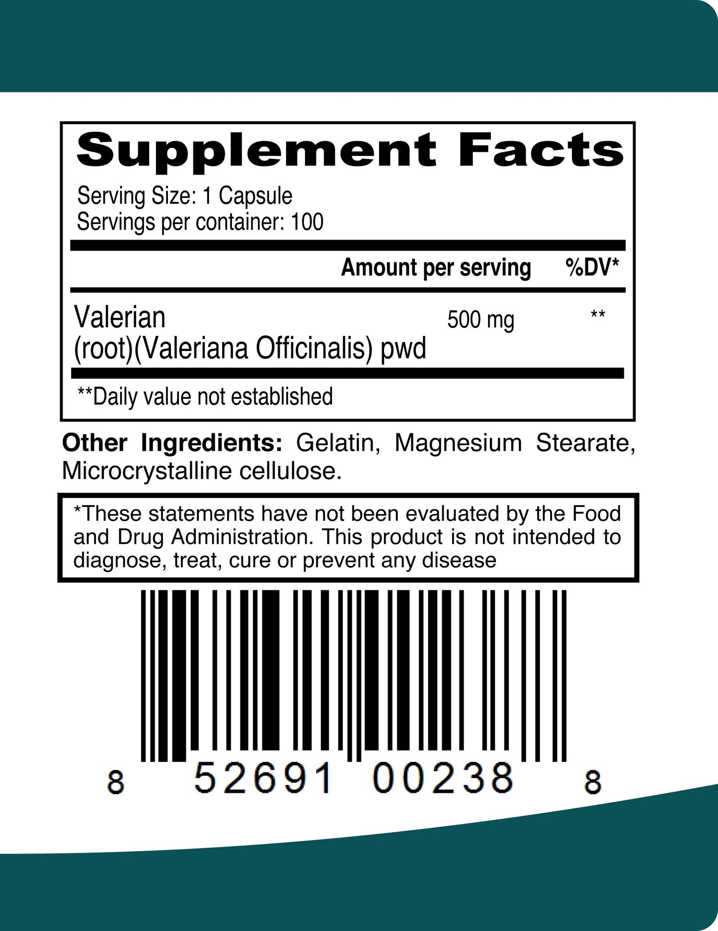ELP ESSENTIAL Valerian Root 500mg Organic Herb Extract Supplement 100 Capsules