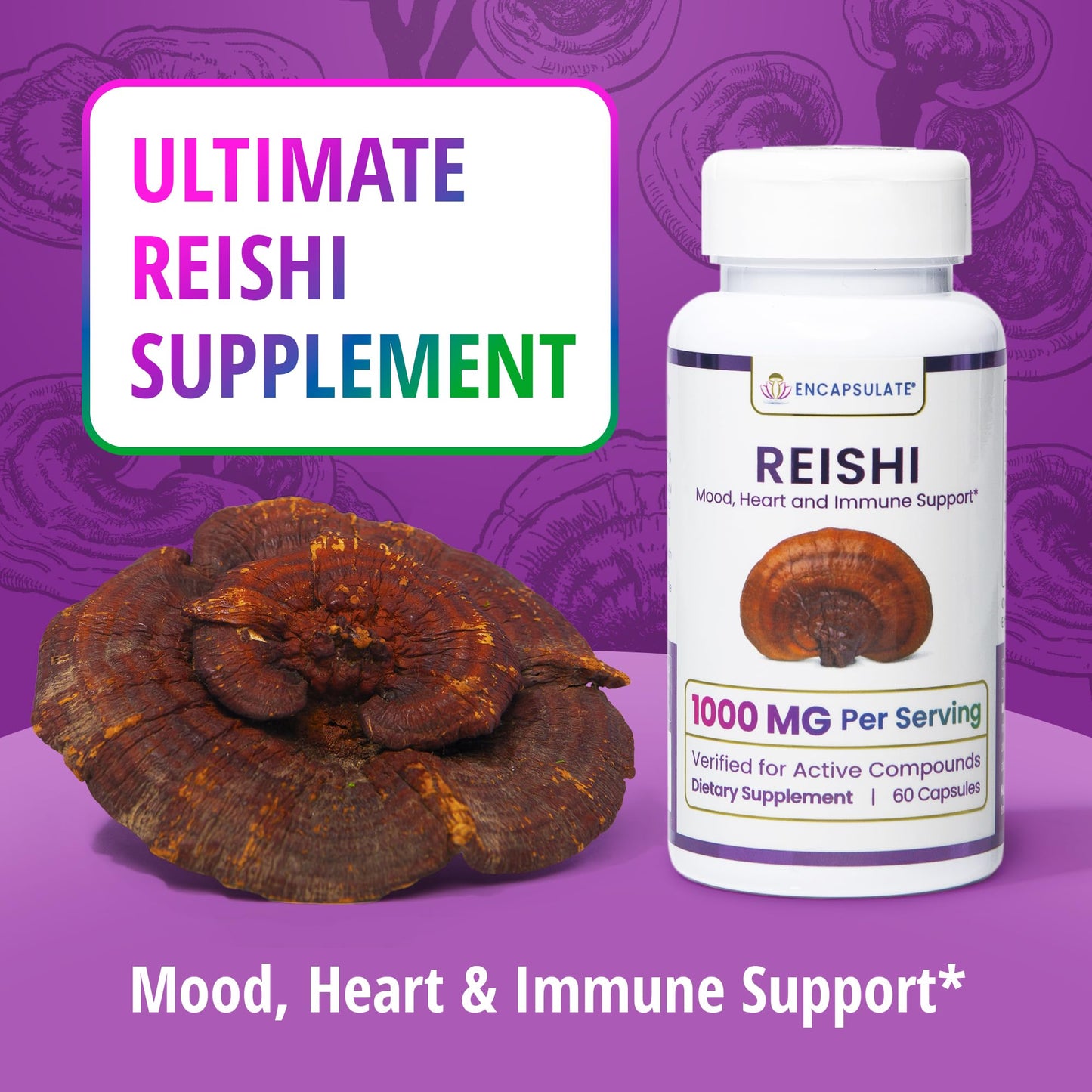 ENCAPSULATE Reishi Capsule 1000mg, 60 Capsules