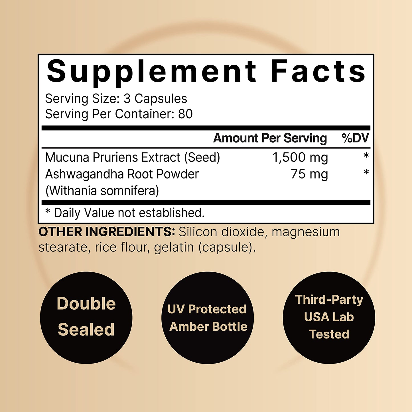 NatureBell Mucuna Pruriens Capsules, 1500mg per Serving, 240 Capsules