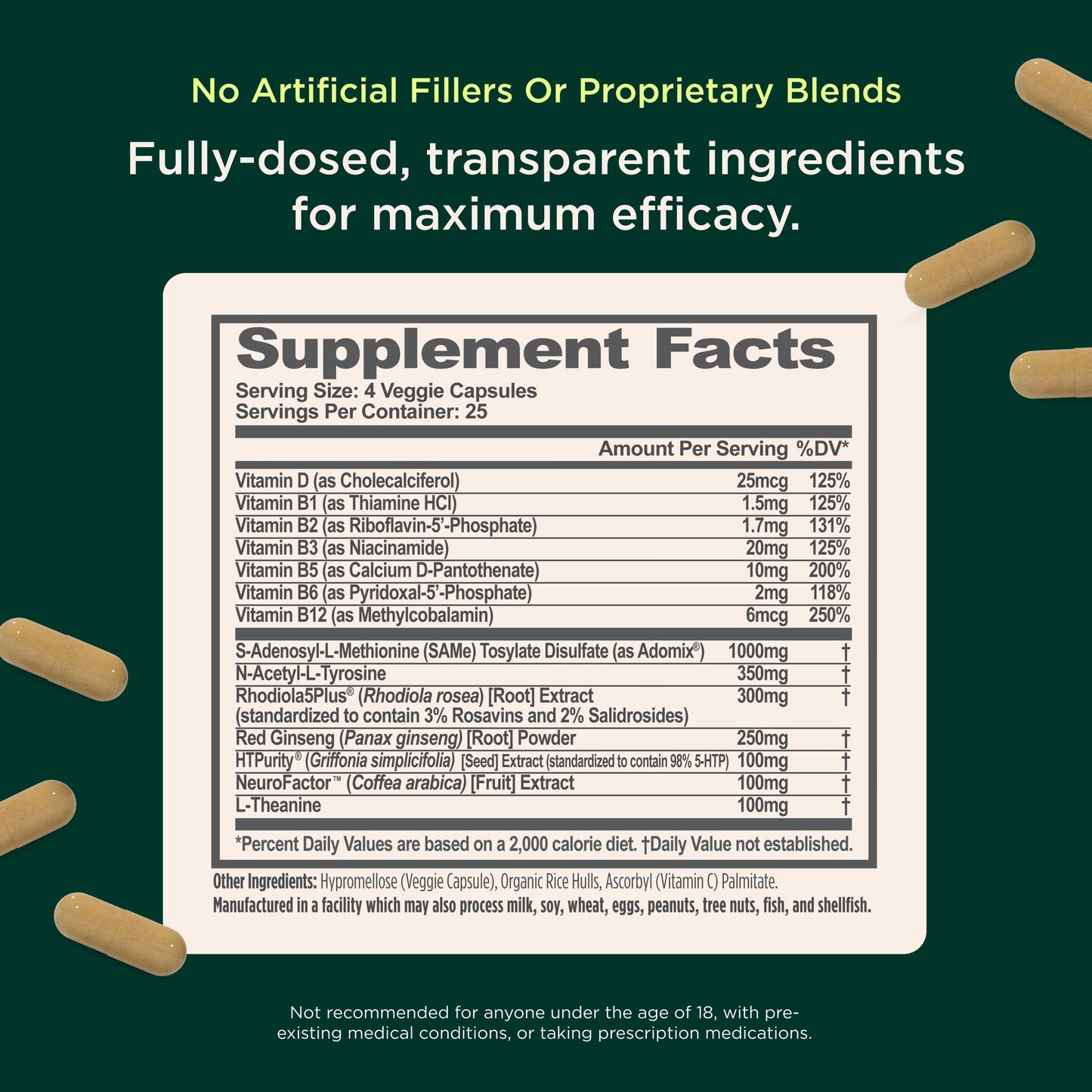 The Genius Brand Genius Joy Nootropic Mood Supplement Capsules 100