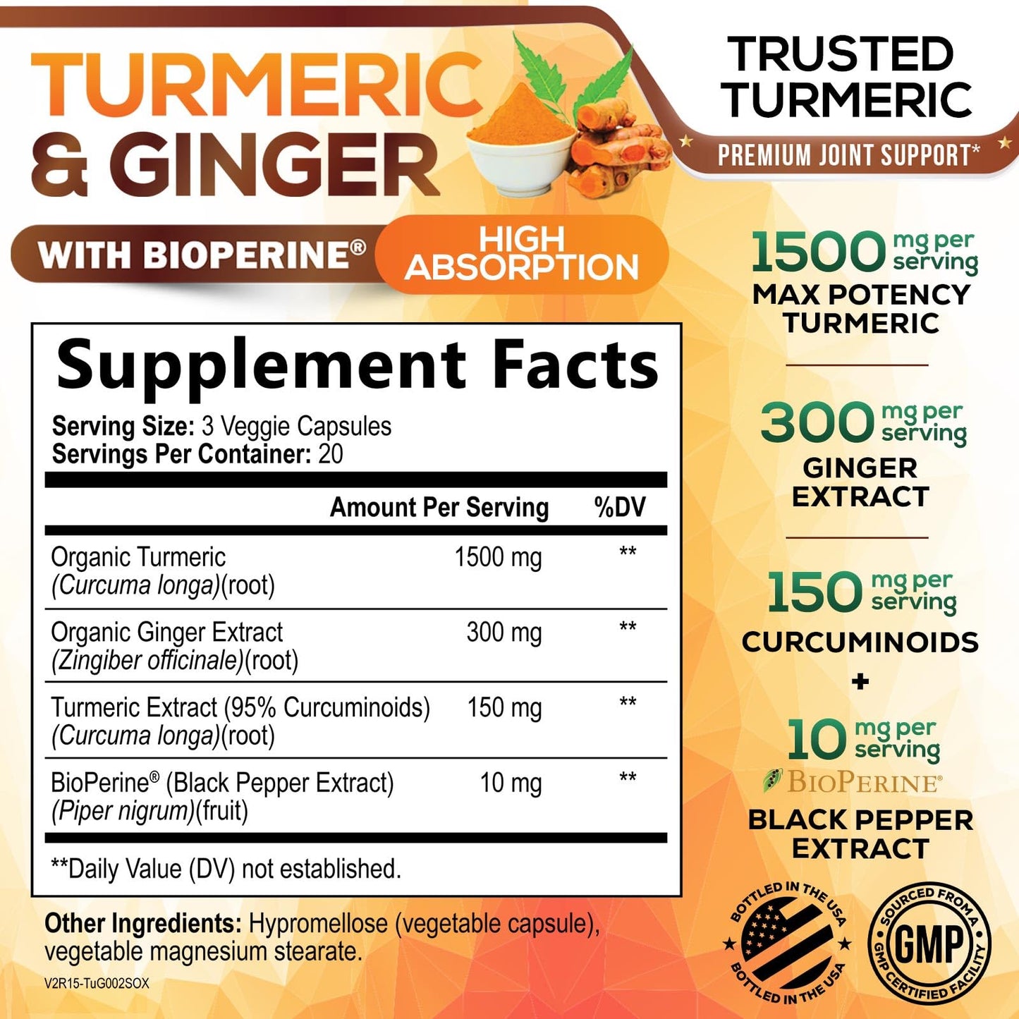 Nature's Nutrition Turmeric Curcumin Supplement Capsule, 60 Capsules