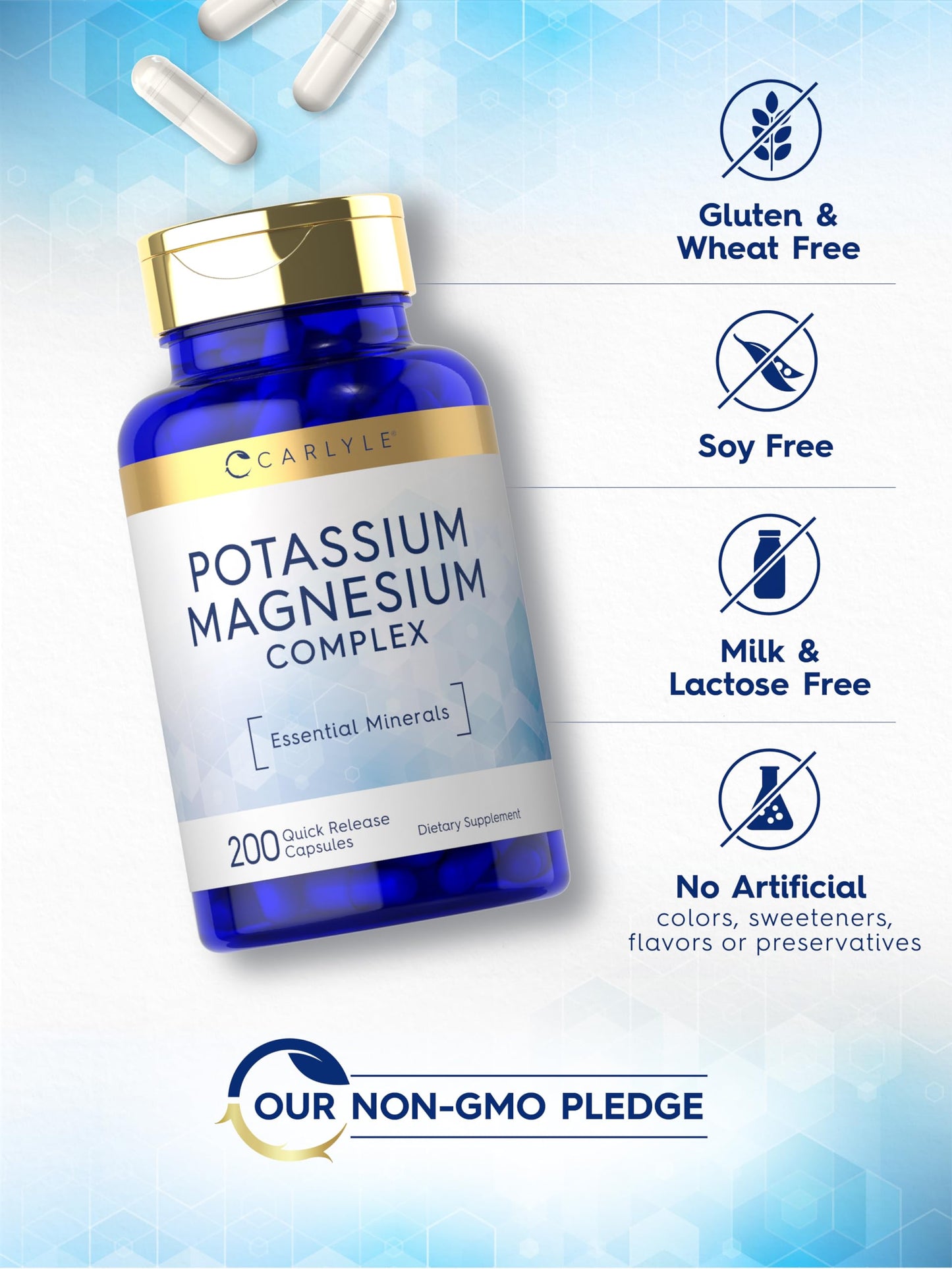 Carlyle Potassium Magnesium Supplement Capsule, 200 Capsules