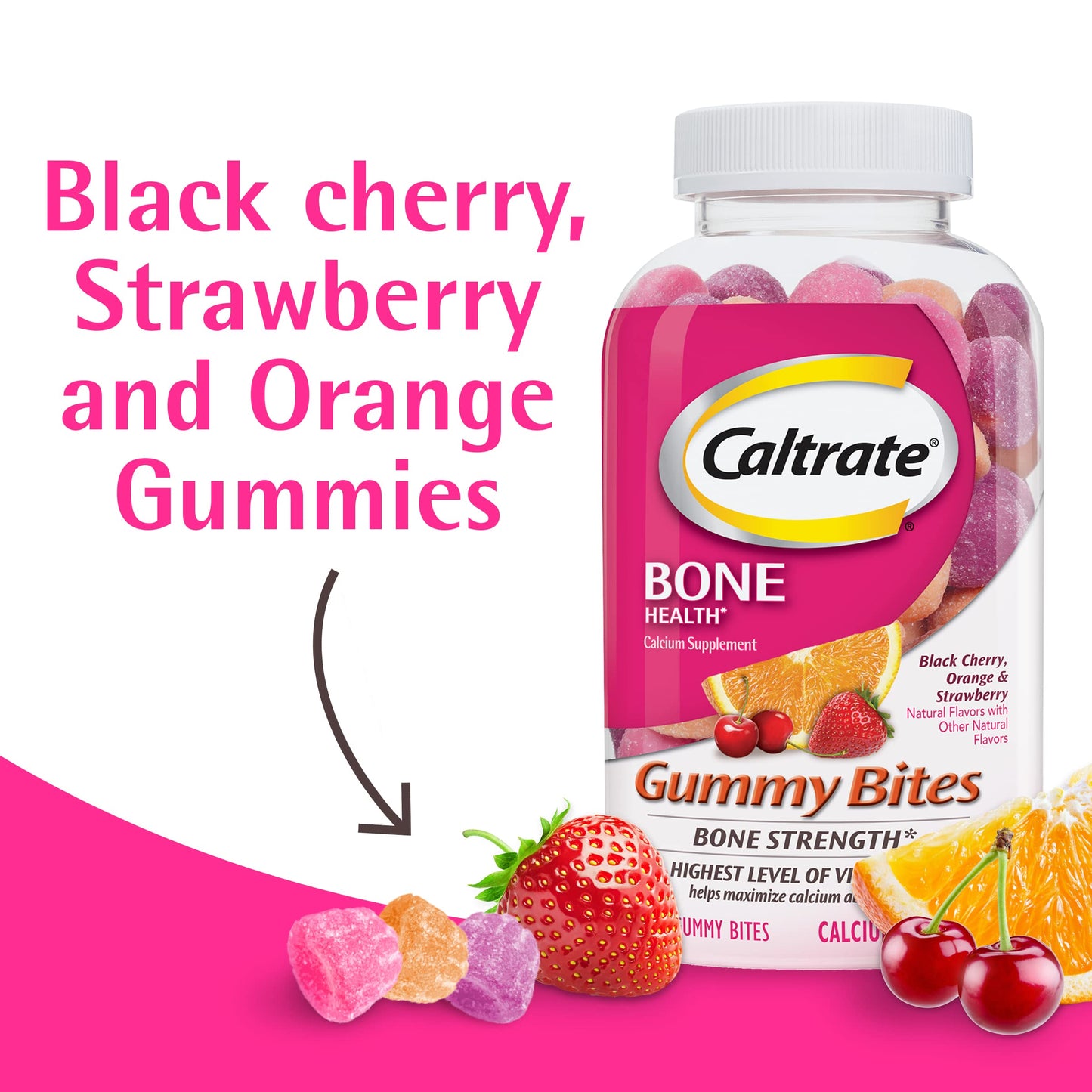 Caltrate Gummy Bites 600 Plus D3 Vitamin D and Calcium Supplement, 100 Count