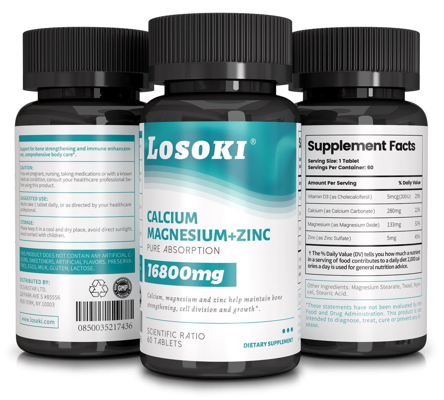 Losoki Calcium Magnesium Zinc Supplement Tablet 60 Tablets