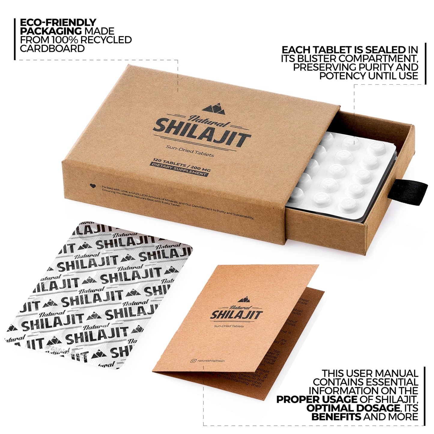 NATURAL SHILAJIT Shilajit Tablets 120 Tablets