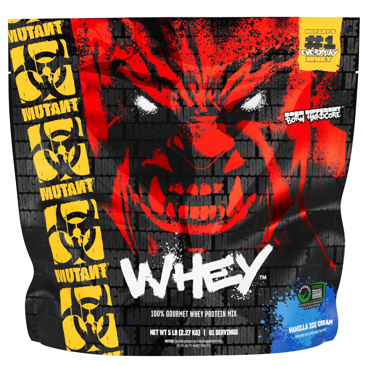 Mutant Whey Protein Powder, Vanilla Ice Cream, 5 lb, 80 Servings