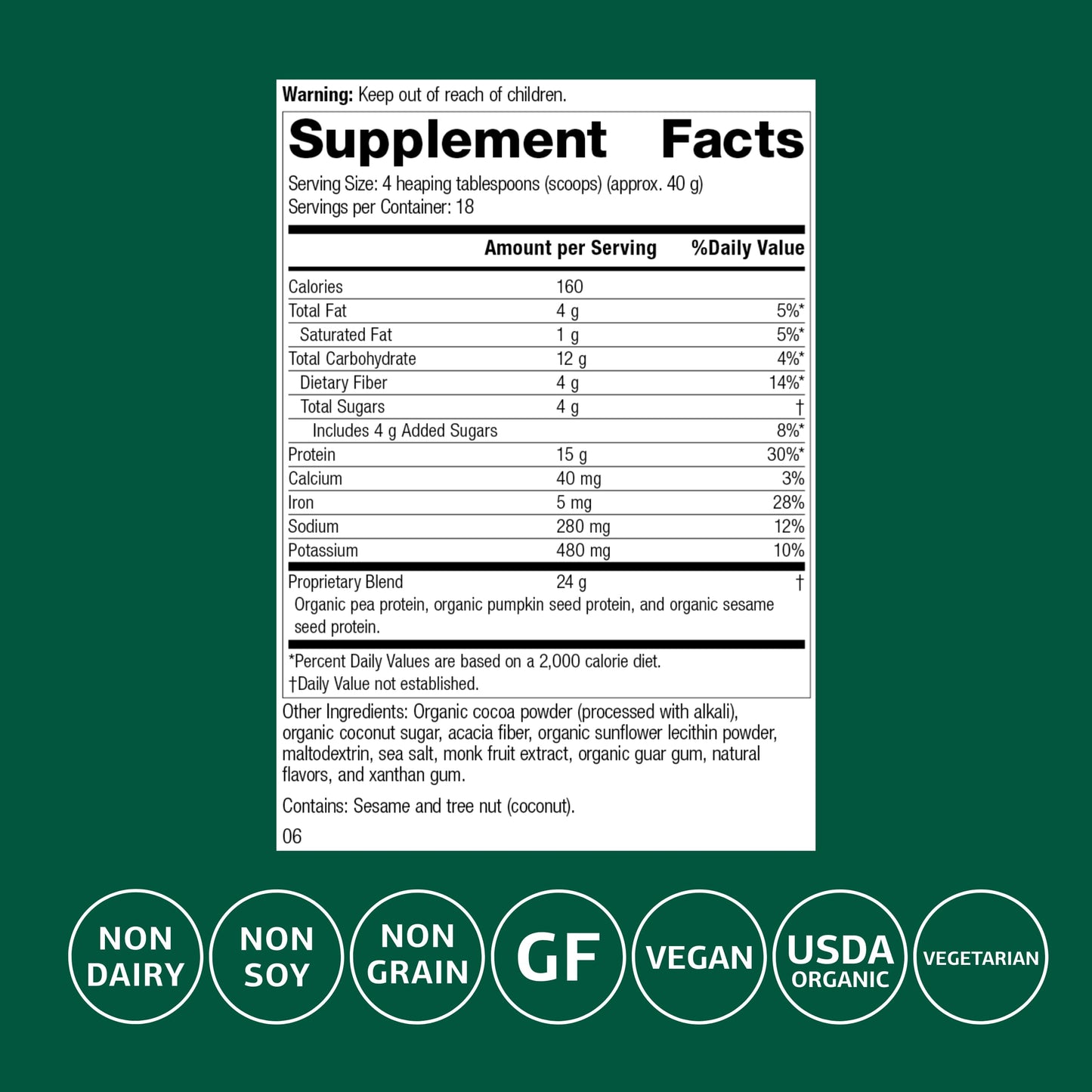 Standard Process Inc. Veg-E Complete Pro Protein Powder, 26 Servings