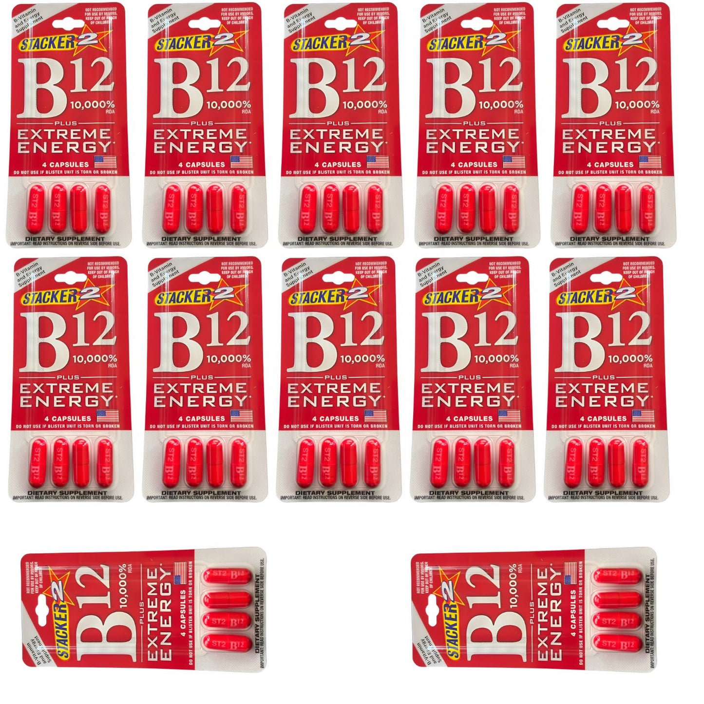 Generic Stacker B12 Extreme Energy Capsule, 12-Pack, 48 Capsules