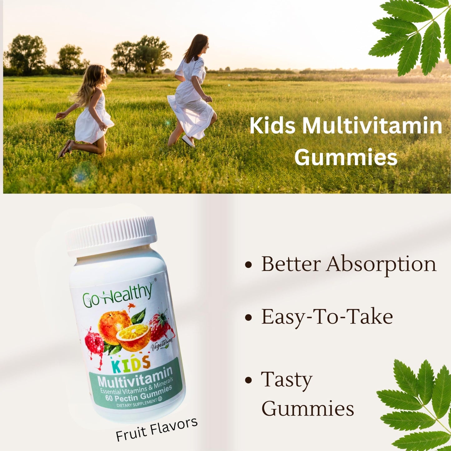 Go Healthy Natural Multivitamin Gummies and Vitamin C Gummies, Gummy, 150 Count