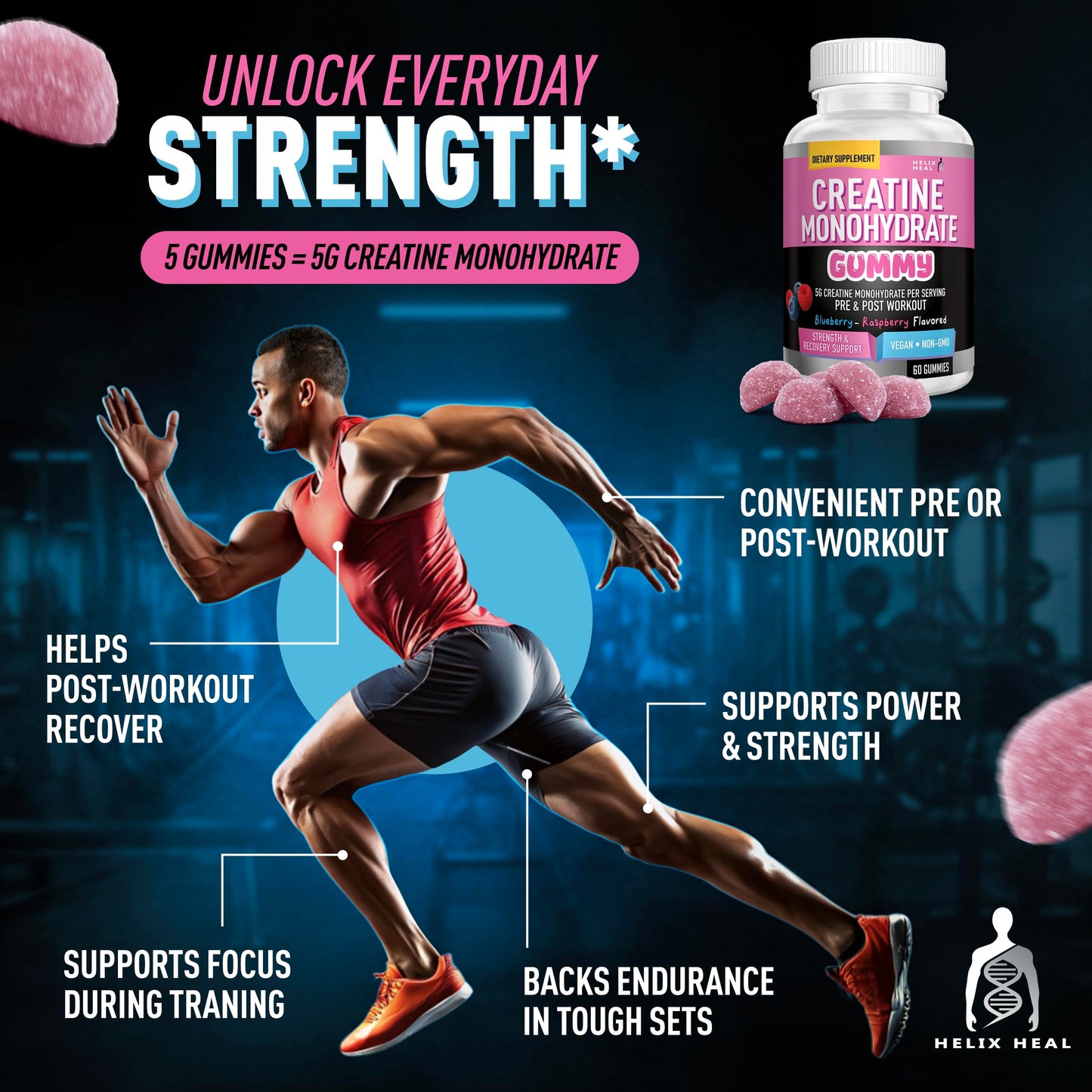 Helix Heal Creatine Gummies 60 Gummies