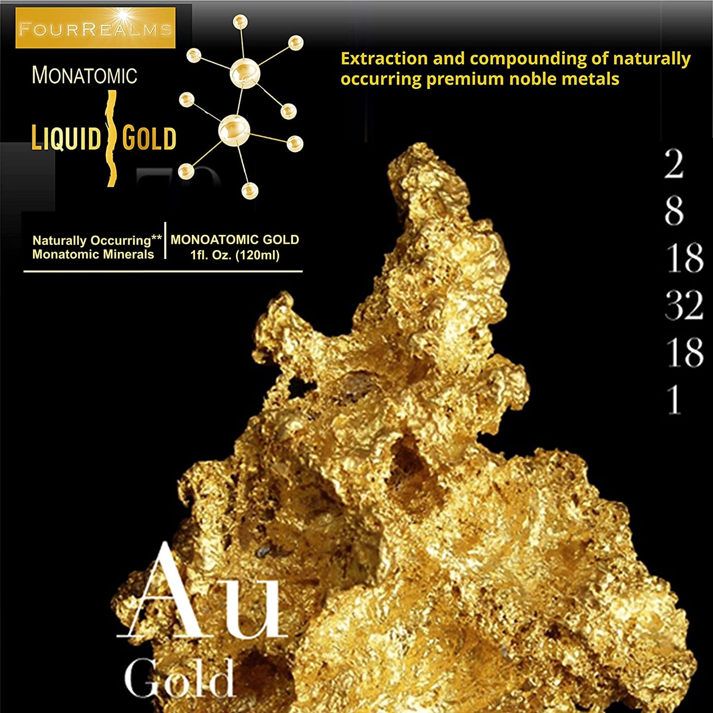 Liquid Gold ORMUS Ormus Monoatomic Gold Rich in Pure M-State Minerals & White Powder Gold - Pure 24k Gold - Trace Mineral Solution Powder 1 oz