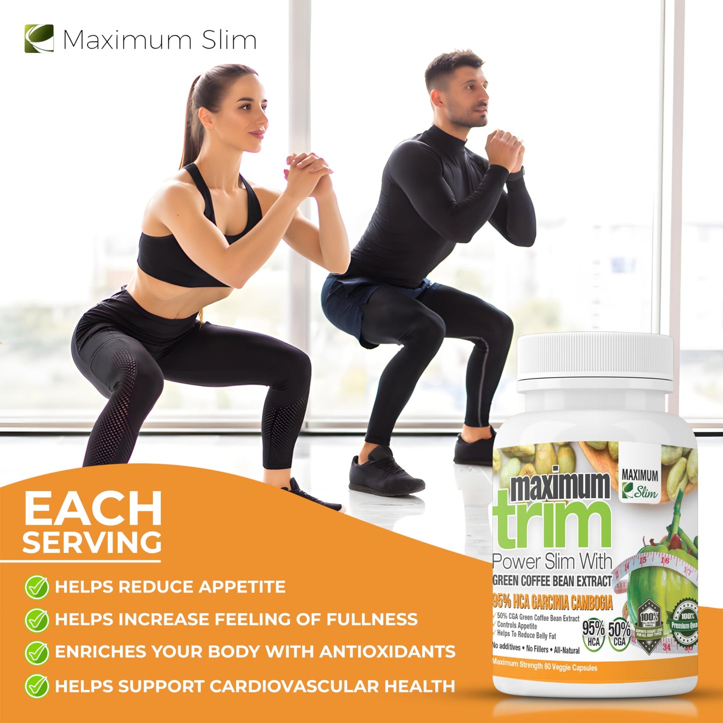 Maximum Slim Garcinia Cambogia with Green Coffee Bean Extract Capsule 1 Count