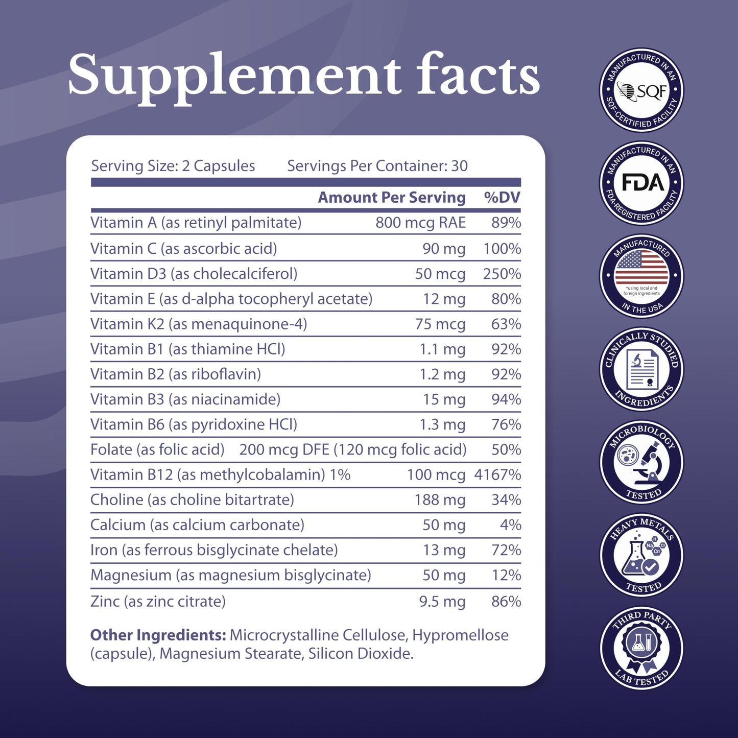 NATION HEALTH MD Multivitamin Complex for Energy, Immune & Bone Support Capsule, 60 Count