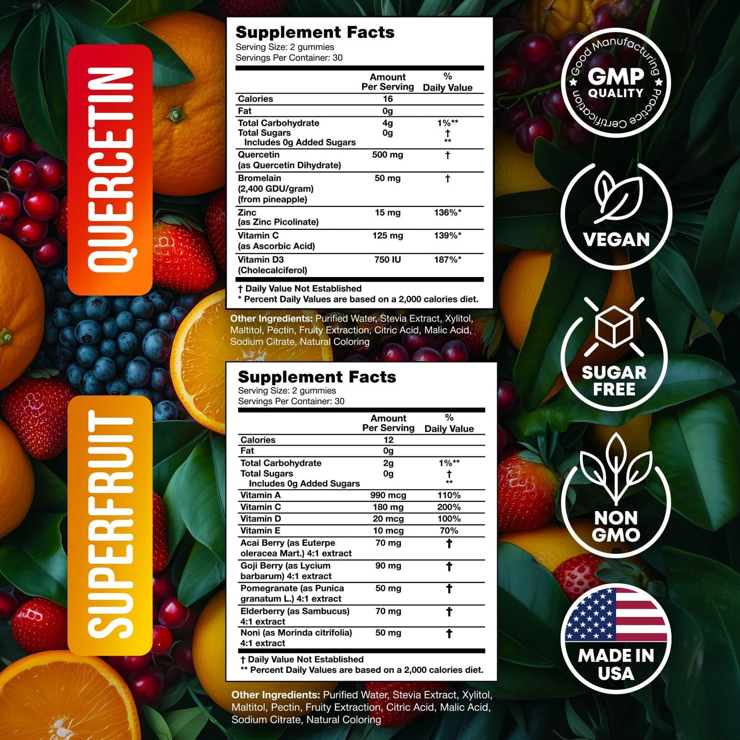 JOYLI Nutrition Quercetin & Superfruit Gummies Bundle, 120 Gummies