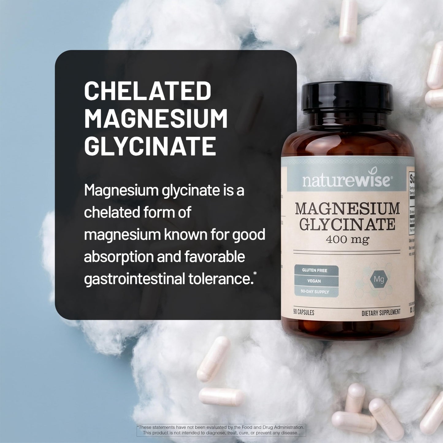 NatureWise Magnesium Glycinate 400 mg Capsule, 180 Capsules