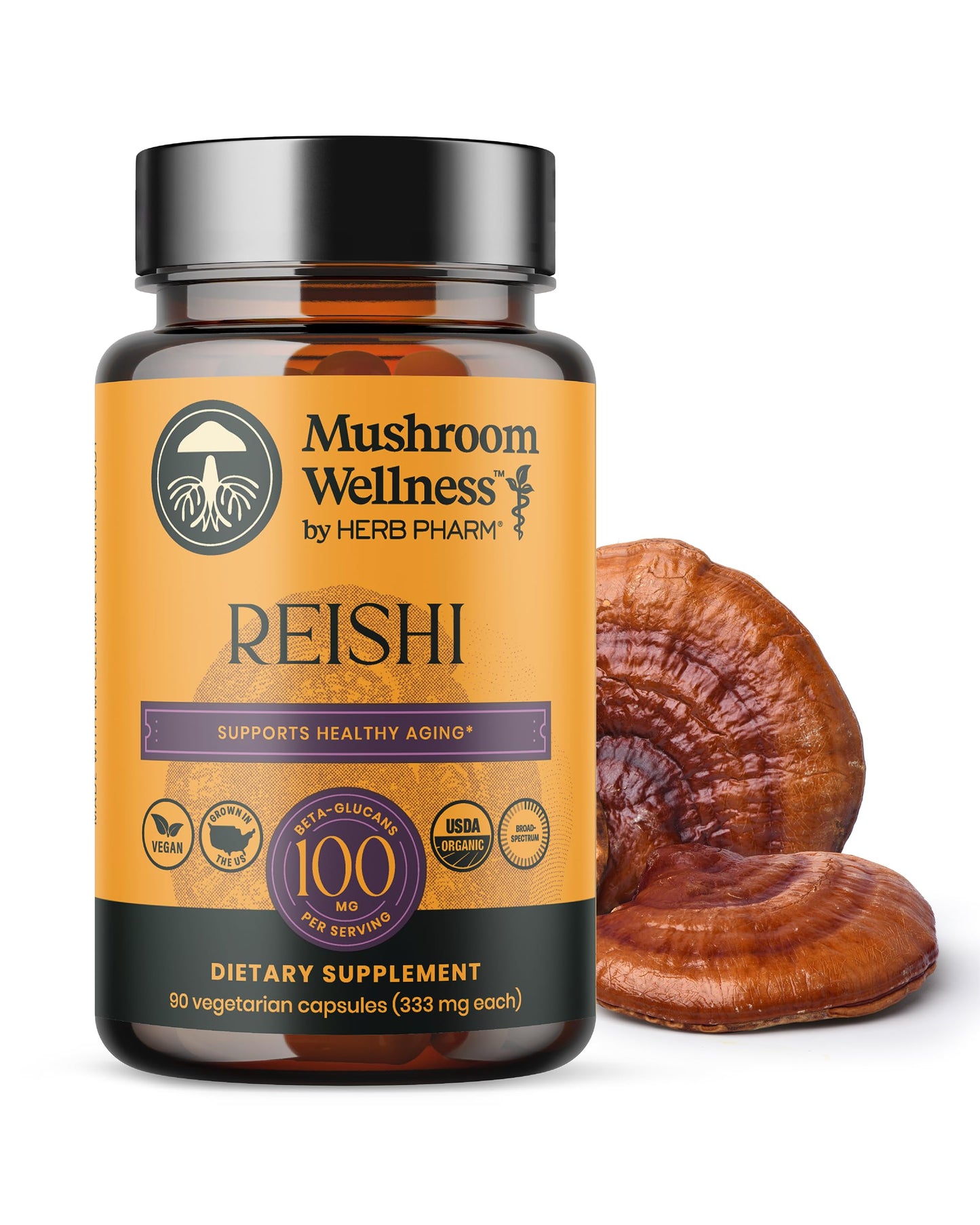 Herb Pharm Mushroom Wellness Reishi Mushroom Capsules, 90 Capsules