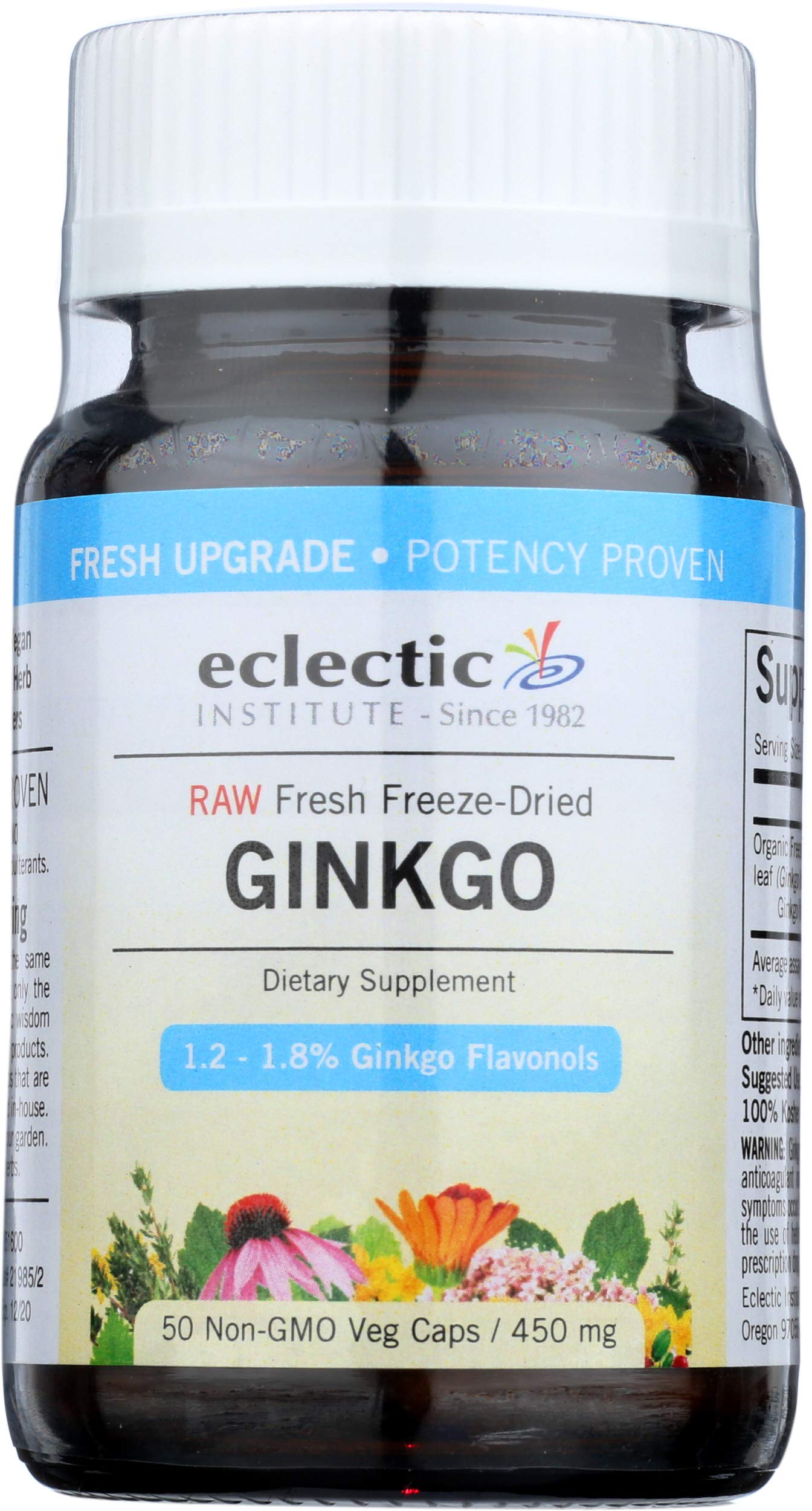 Eclectic Institute Ginkgo Biloba 450 mg Capsule, 50 Count