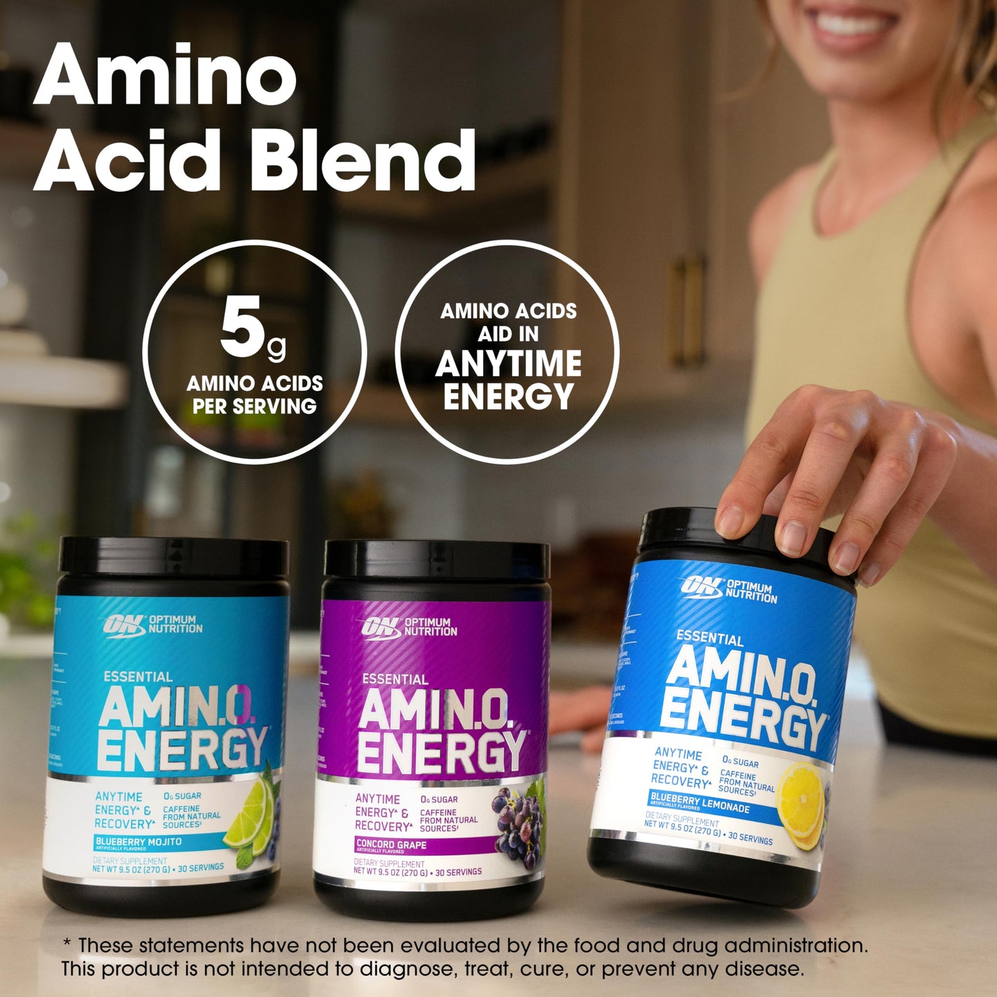 Optimum Nutrition Amino Energy Pre Workout with Green Tea, BCAA, Amino Acids, Keto Friendly, Green Coffee Extract, Energy Powder, 9.5 Ounce