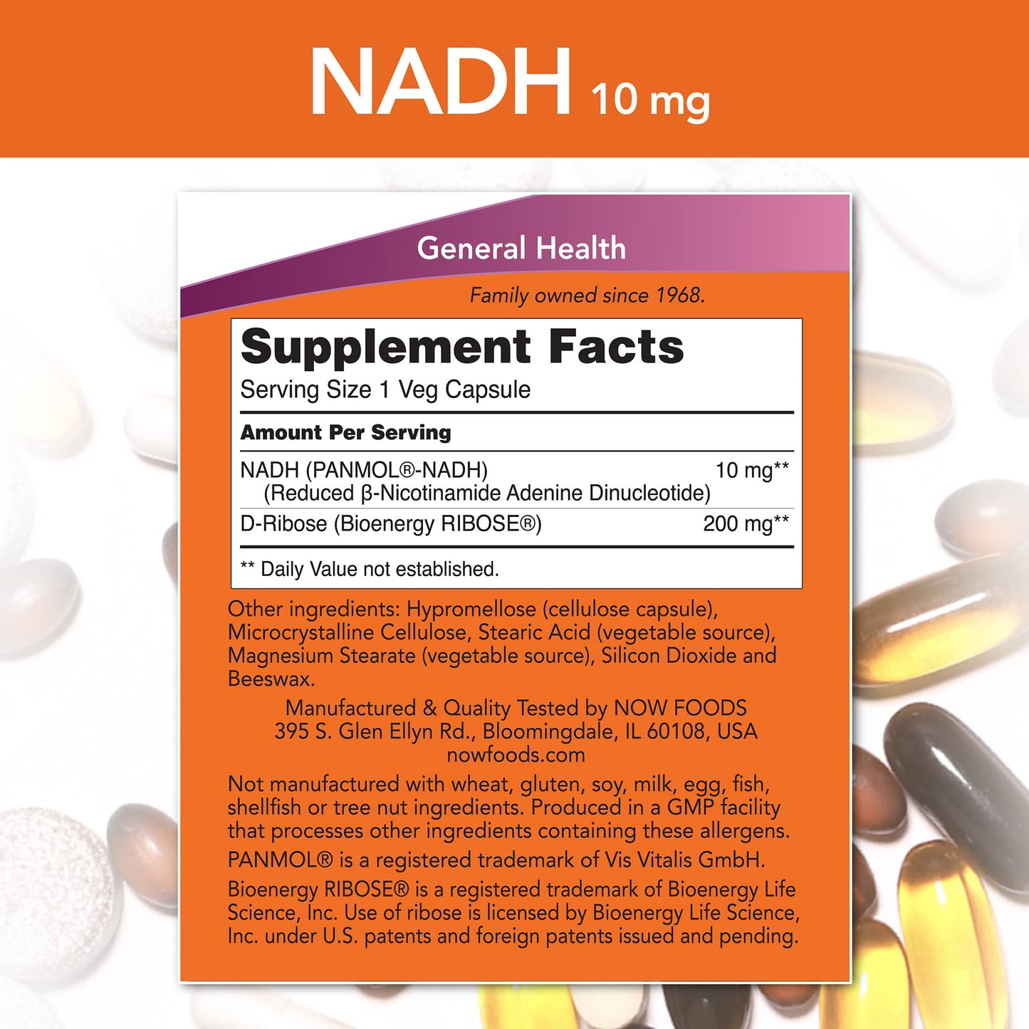 NOW Foods NADH with Ribose 10 mg Capsules 60 Count
