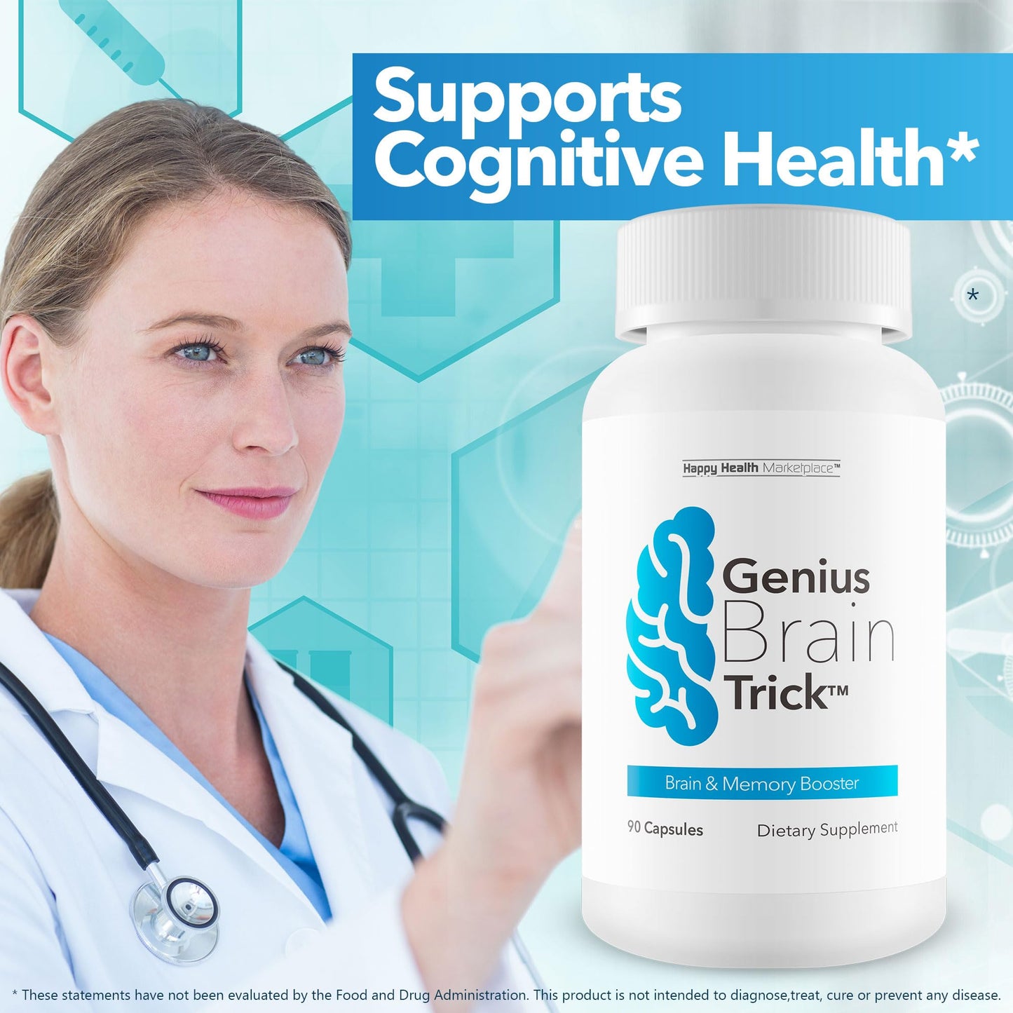 Happy Health Marketplace Genius Brain Trick 90 Capsules