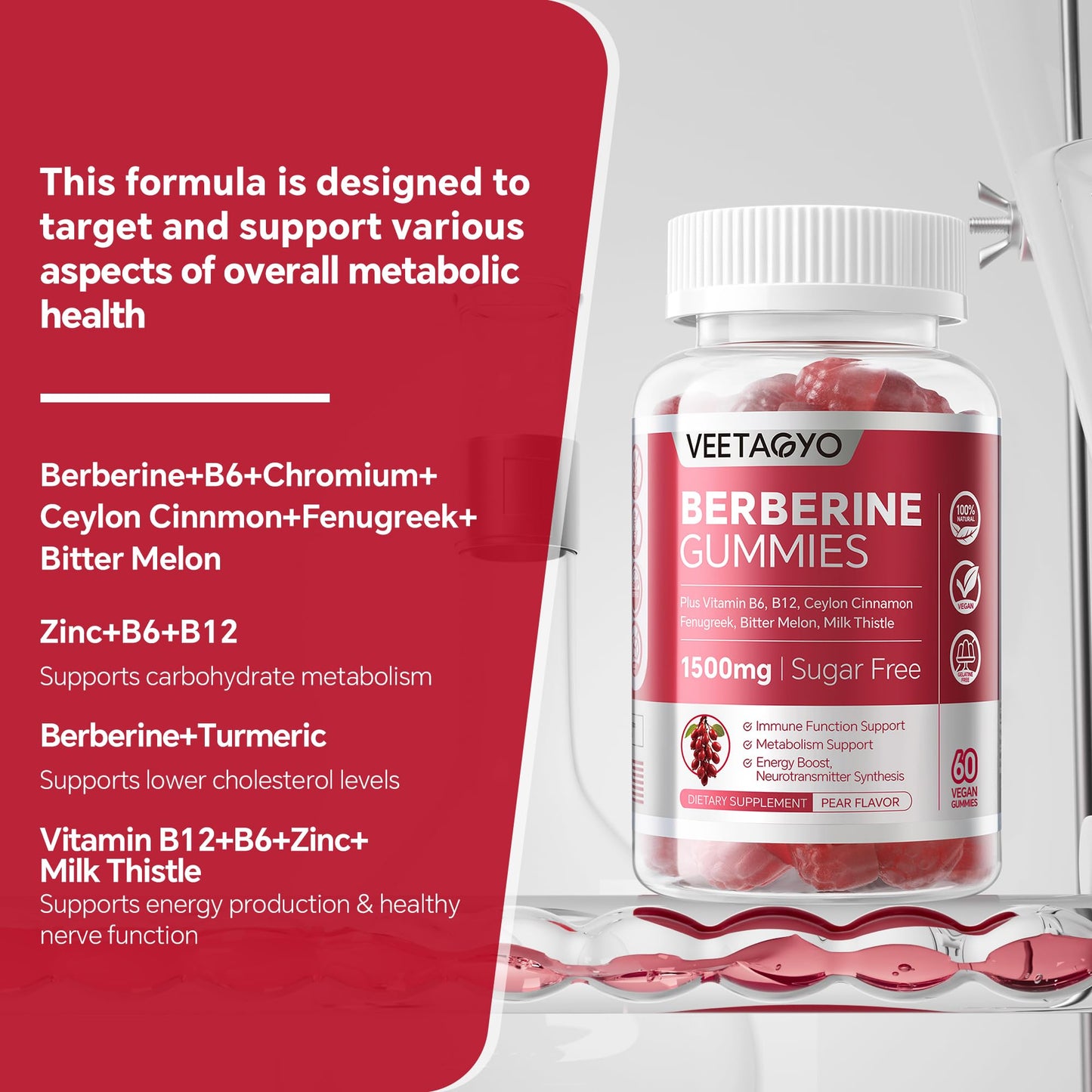 VEETAGYO Berberine Supplement Gummies 120